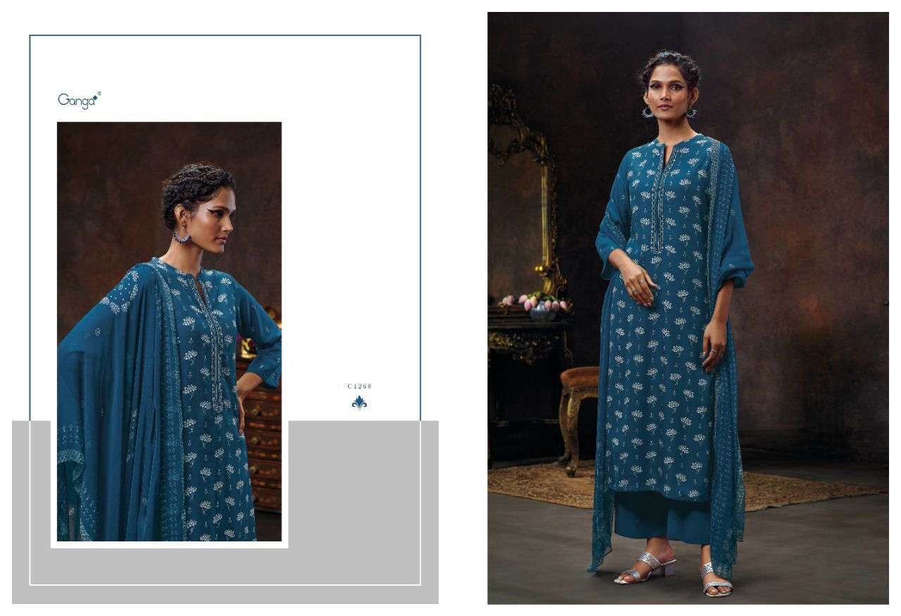 NILAVARNA BY GANGA FASHION 1265 TO 1270 SERIES BEAUTIFUL WINTER COLLECTION PAKISATNI SUITS STYLISH FANCY COLORFUL CASUAL WEAR & ETHNIC WEAR PURE PASHMINA DIGITAL PRINT DRESSES AT WHOLESALE PRICE