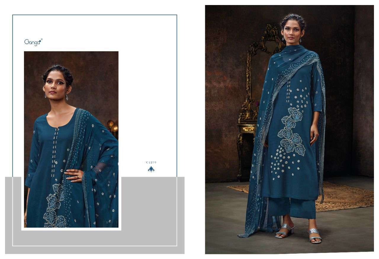 NILAVARNA BY GANGA FASHION 1265 TO 1270 SERIES BEAUTIFUL WINTER COLLECTION PAKISATNI SUITS STYLISH FANCY COLORFUL CASUAL WEAR & ETHNIC WEAR PURE PASHMINA DIGITAL PRINT DRESSES AT WHOLESALE PRICE