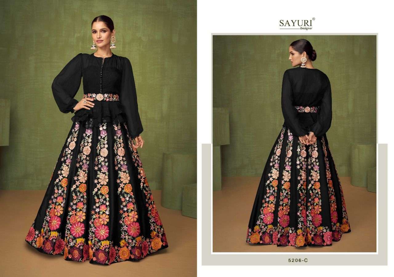 Violet Premium By Sayuri 5206 To 5206-C Series Beautiful Anarkali Suits Colorful Stylish Fancy Casual Wear & Ethnic Wear Georgette Embroidered Dresses At Wholesale Price