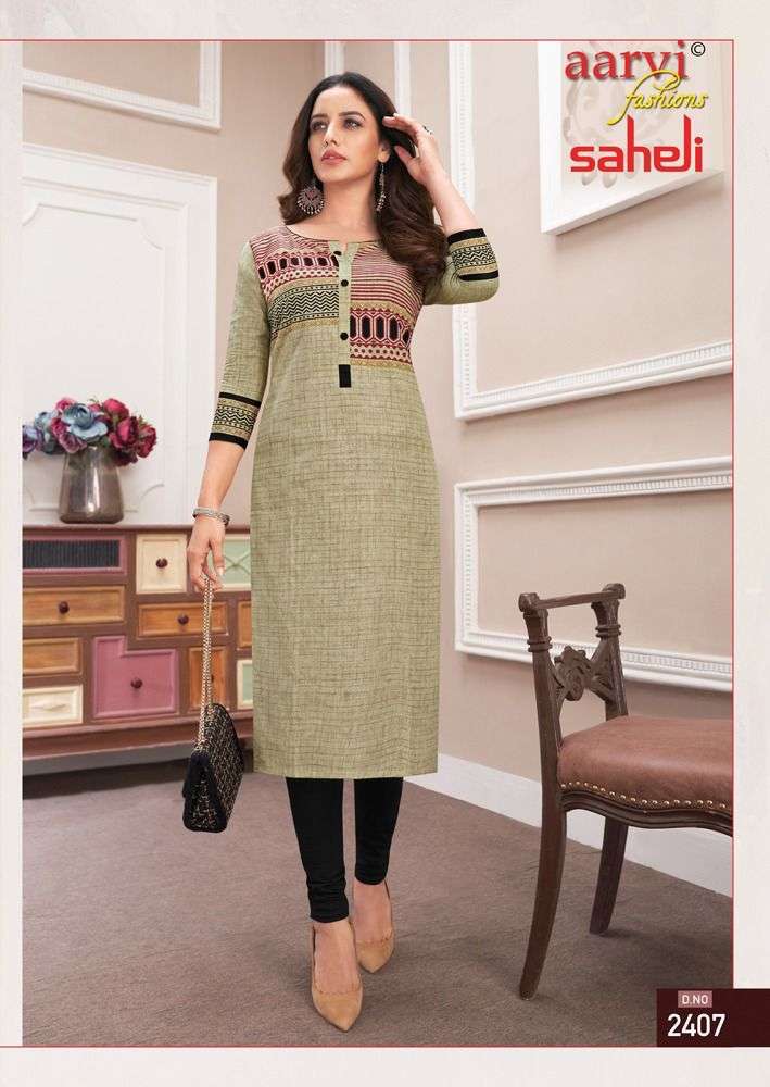 SAHELI VOL-14 BY AARVI FASHION 1401 TO 1416 SERIES DESIGNER STYLISH FANCY COLORFUL BEAUTIFUL PARTY WEAR & ETHNIC WEAR COLLECTION PURE COTTON PRINT KURTIS AT WHOLESALE PRICE