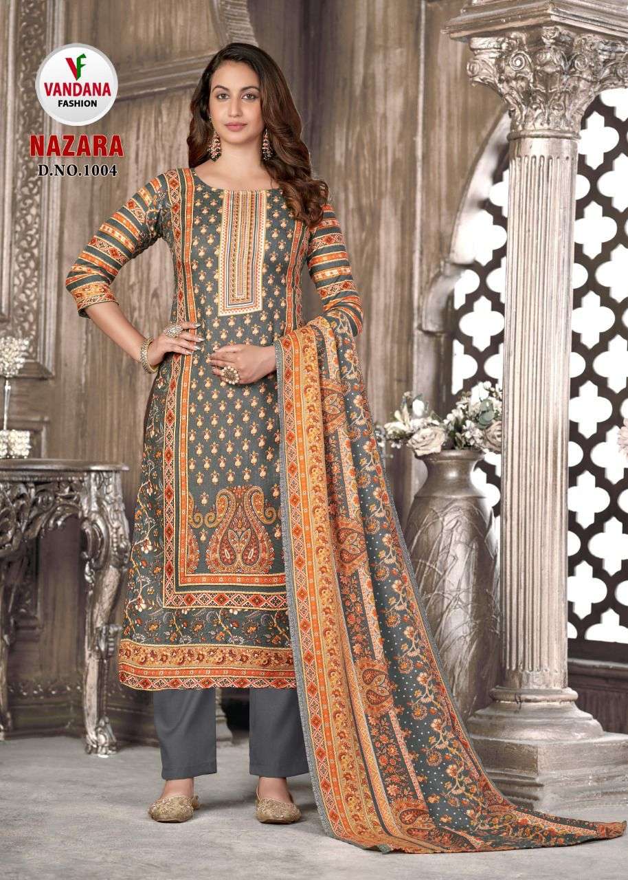 NAZARA BY VANDANA 1001 TO 1008 SERIES BEAUTIFUL STYLISH SUITS FANCY COLORFUL CASUAL WEAR & ETHNIC WEAR & READY TO WEAR PASHMINA JACQUARD DRESSES AT WHOLESALE PRICE