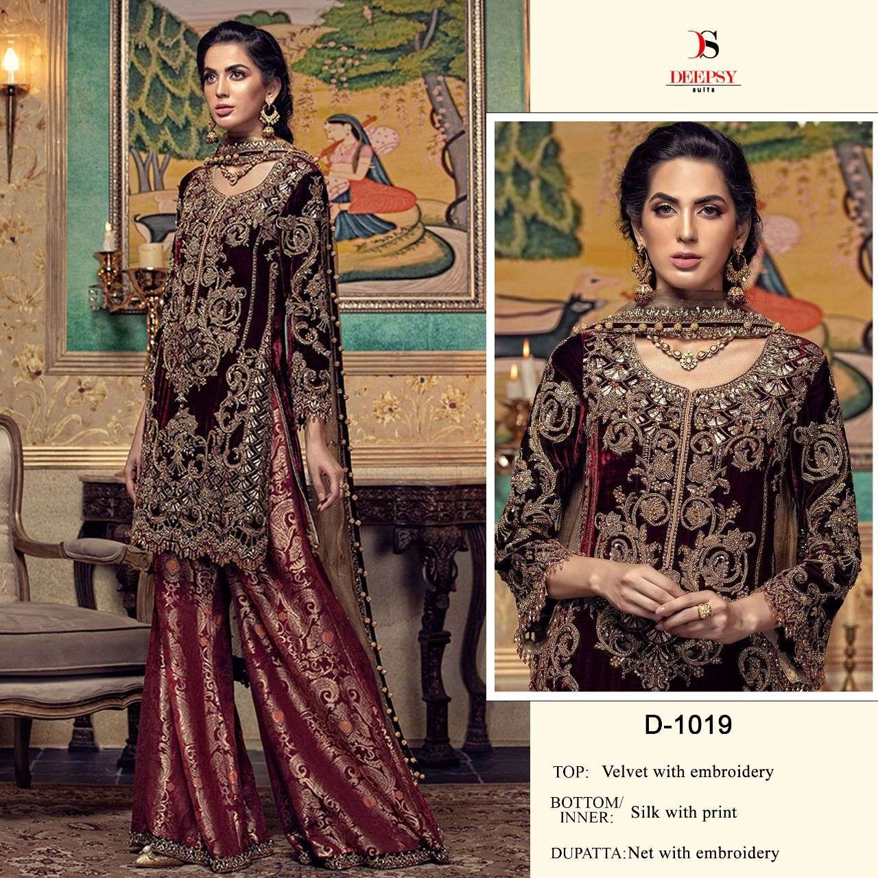 DEEPSY HIT DESIGN 1019 BY DEEPSY SUITS BEAUTIFUL PAKISTANI SUITS COLORFUL STYLISH FANCY CASUAL WEAR & ETHNIC WEAR VELVET EMBROIDERED DRESSES AT WHOLESALE PRICE