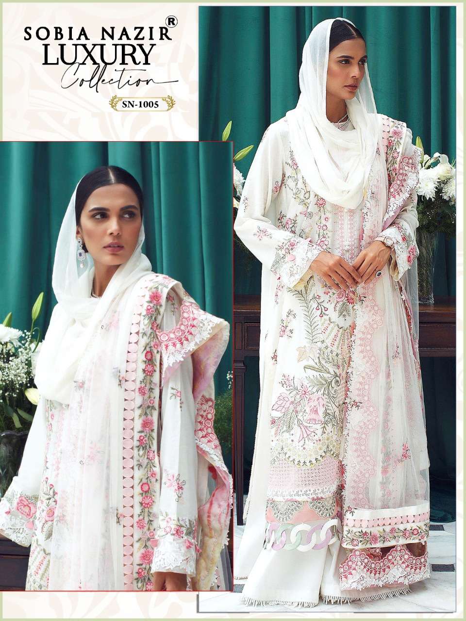 SOBIA NAZIR LUXURY COLLECTION-1005 BY FASHID WHOLESALE DESIGNER PAKISTANI SUITS BEAUTIFUL STYLISH FANCY COLORFUL PARTY WEAR & OCCASIONAL WEAR HEAVY GEORGETTE EMBROIDERED DRESSES AT WHOLESALE PRICE