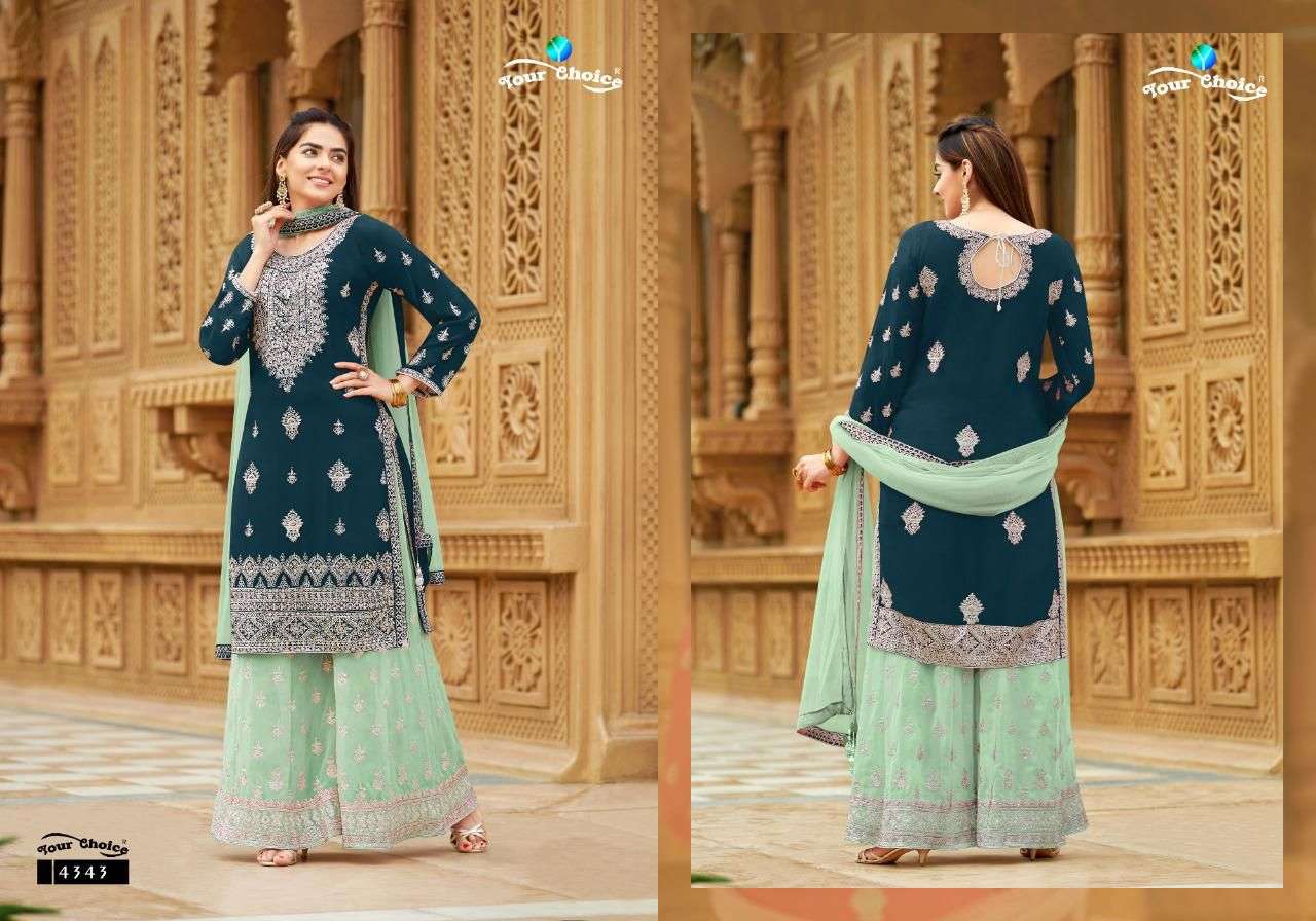 Angle Vol-2 By Your Choice 4341 To 4344 Series Beautiful Sharara Suits Colorful Stylish Fancy Casual Wear & Ethnic Wear Georgette Embroidered Dresses At Wholesale Price