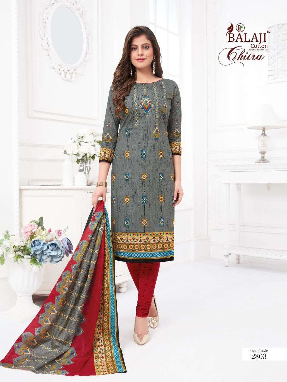 CHITRA VOL-28 BY BALAJI COTTON 2801 TO 2812 SERIES BEAUTIFUL SUITS COLORFUL STYLISH FANCY CASUAL WEAR & ETHNIC WEAR PURE COTTON DRESSES AT WHOLESALE PRICE