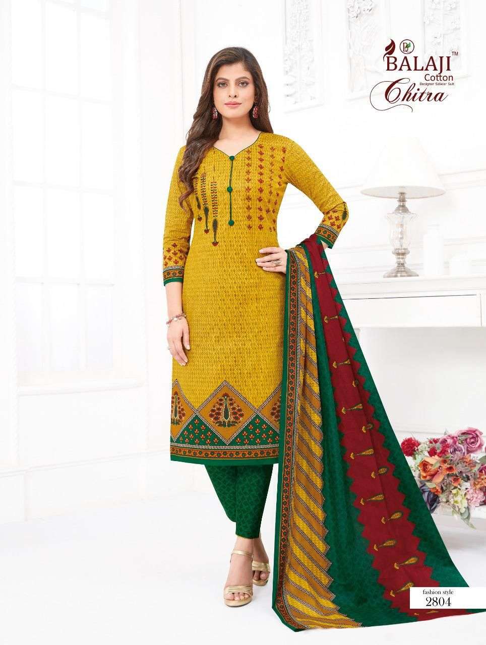 CHITRA VOL-28 BY BALAJI COTTON 2801 TO 2812 SERIES BEAUTIFUL SUITS COLORFUL STYLISH FANCY CASUAL WEAR & ETHNIC WEAR PURE COTTON DRESSES AT WHOLESALE PRICE