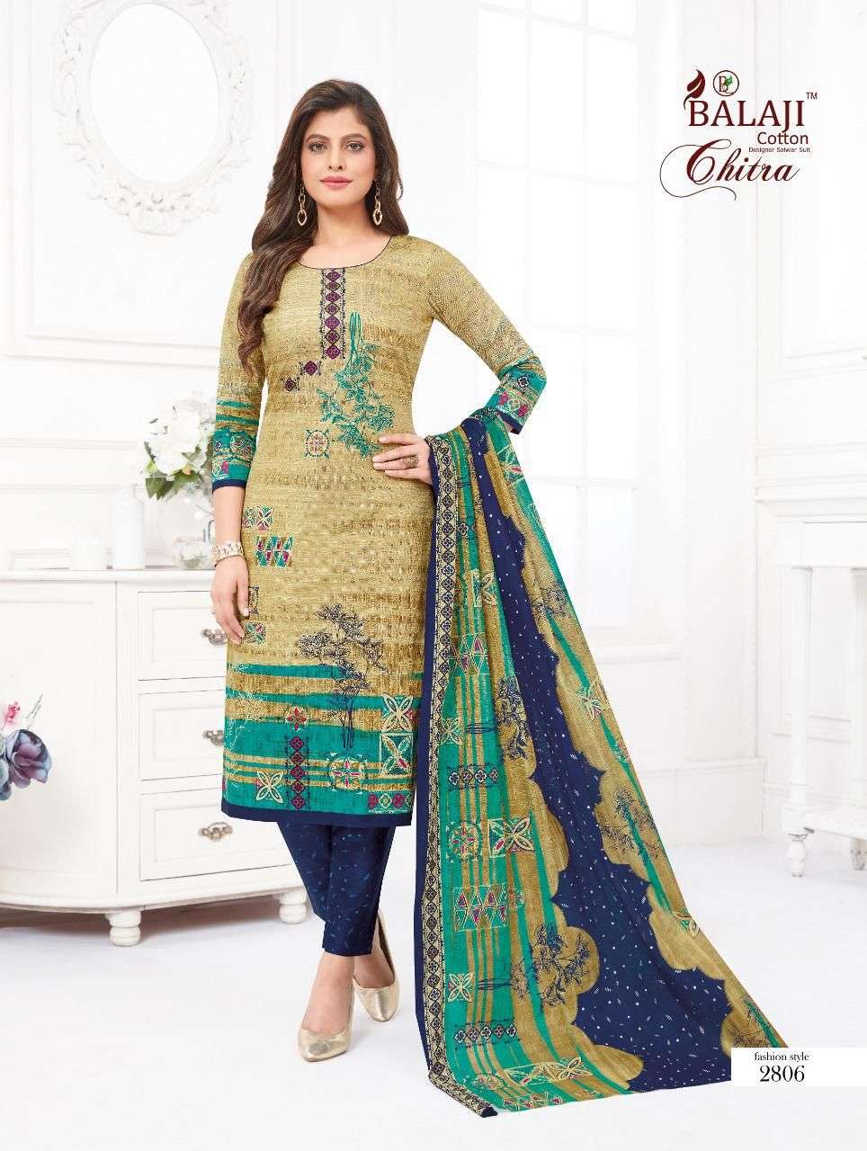 CHITRA VOL-28 BY BALAJI COTTON 2801 TO 2812 SERIES BEAUTIFUL SUITS COLORFUL STYLISH FANCY CASUAL WEAR & ETHNIC WEAR PURE COTTON DRESSES AT WHOLESALE PRICE