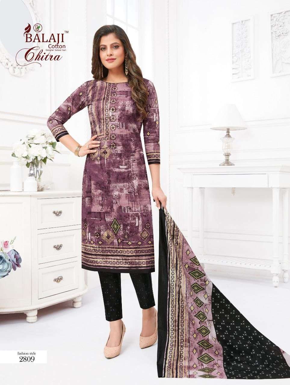 CHITRA VOL-28 BY BALAJI COTTON 2801 TO 2812 SERIES BEAUTIFUL SUITS COLORFUL STYLISH FANCY CASUAL WEAR & ETHNIC WEAR PURE COTTON DRESSES AT WHOLESALE PRICE