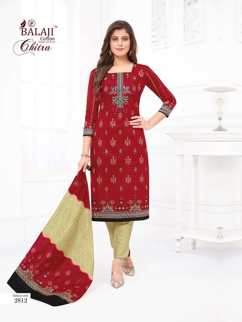 CHITRA VOL-28 BY BALAJI COTTON 2801 TO 2812 SERIES BEAUTIFUL SUITS COLORFUL STYLISH FANCY CASUAL WEAR & ETHNIC WEAR PURE COTTON DRESSES AT WHOLESALE PRICE