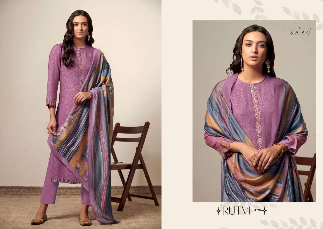 RUTVI BY SARG BEAUTIFUL SUITS COLORFUL STYLISH FANCY CASUAL WEAR & ETHNIC WEAR PASHMINA JACQUARD DRESSES AT WHOLESALE PRICE