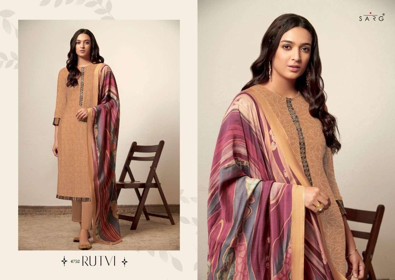 RUTVI BY SARG BEAUTIFUL SUITS COLORFUL STYLISH FANCY CASUAL WEAR & ETHNIC WEAR PASHMINA JACQUARD DRESSES AT WHOLESALE PRICE