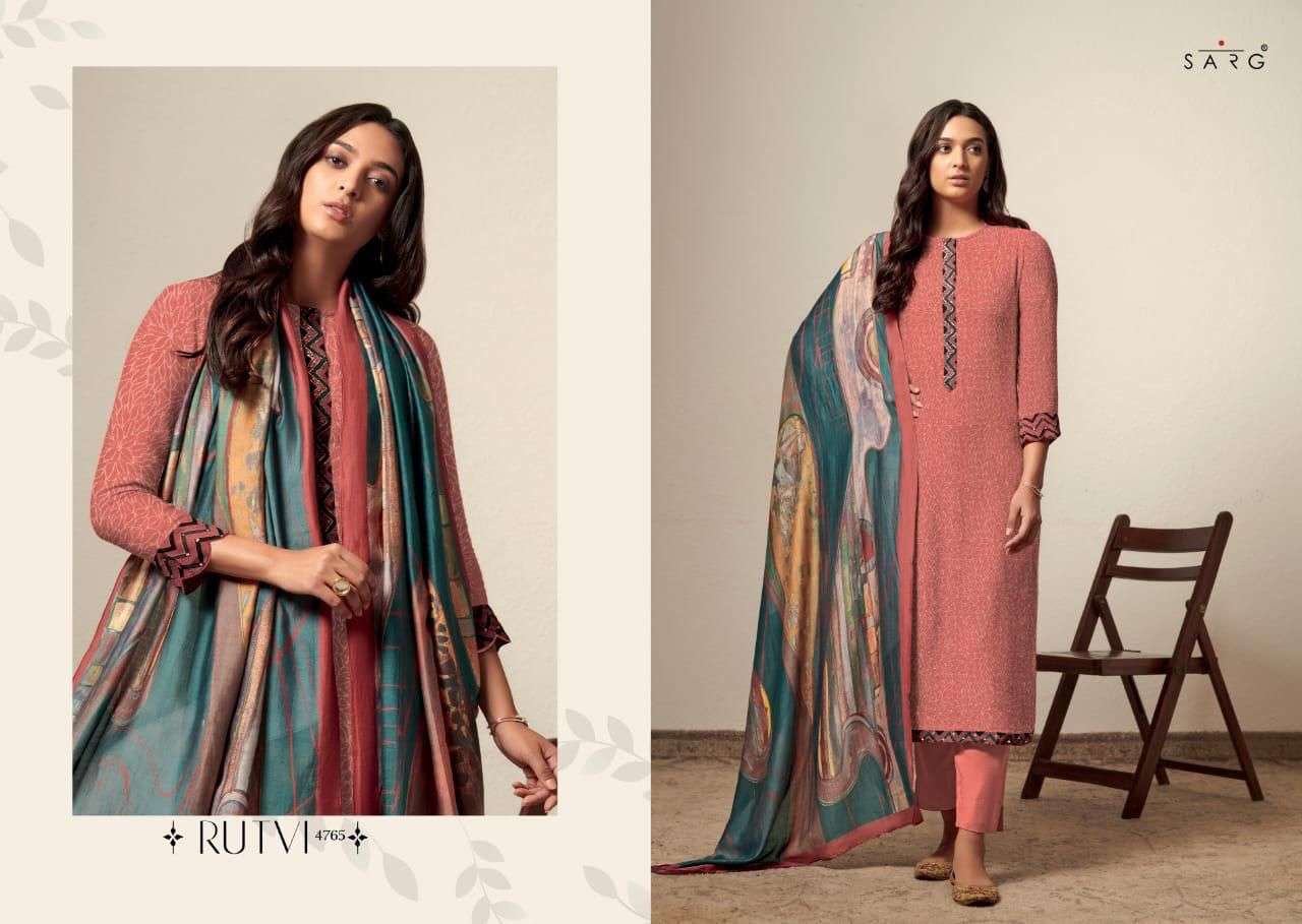 RUTVI BY SARG BEAUTIFUL SUITS COLORFUL STYLISH FANCY CASUAL WEAR & ETHNIC WEAR PASHMINA JACQUARD DRESSES AT WHOLESALE PRICE