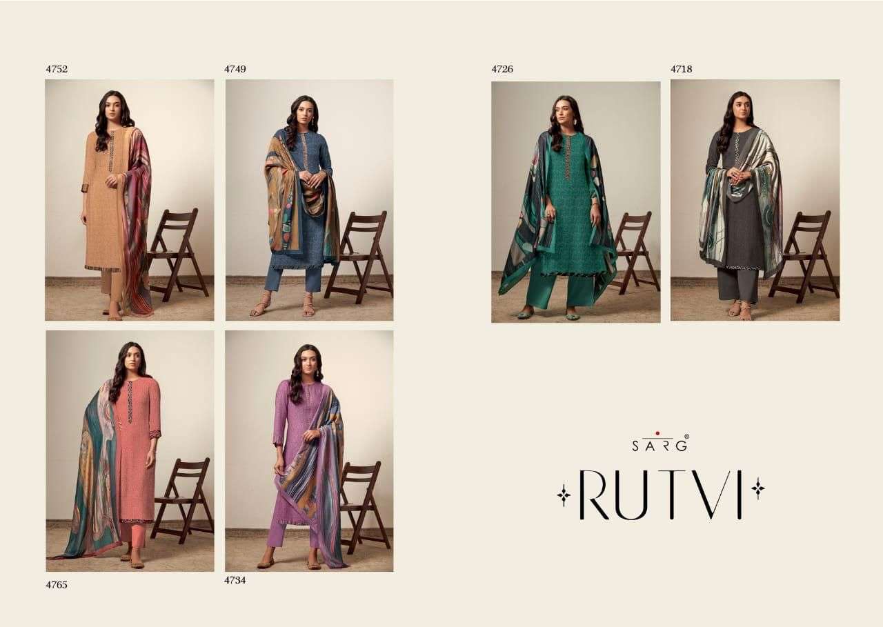 RUTVI BY SARG BEAUTIFUL SUITS COLORFUL STYLISH FANCY CASUAL WEAR & ETHNIC WEAR PASHMINA JACQUARD DRESSES AT WHOLESALE PRICE