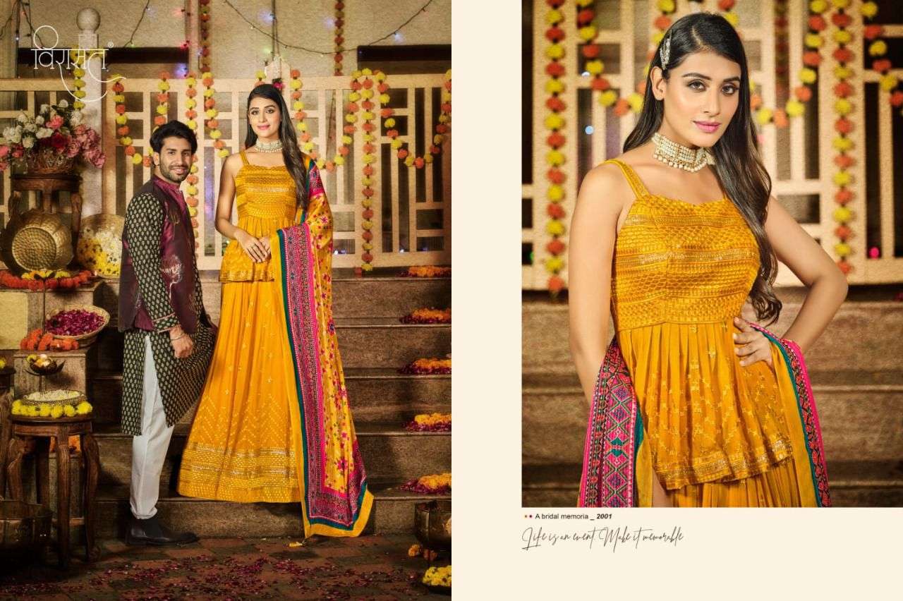 ARDHANGINI BY VIRASAT 2001 TO 2004 SERIES DESIGNER BEAUTIFUL BRIDAL COLLECTION OCCASIONAL WEAR & PARTY WEAR VISCOSE GEORGETTE LEHENGAS AT WHOLESALE PRICE