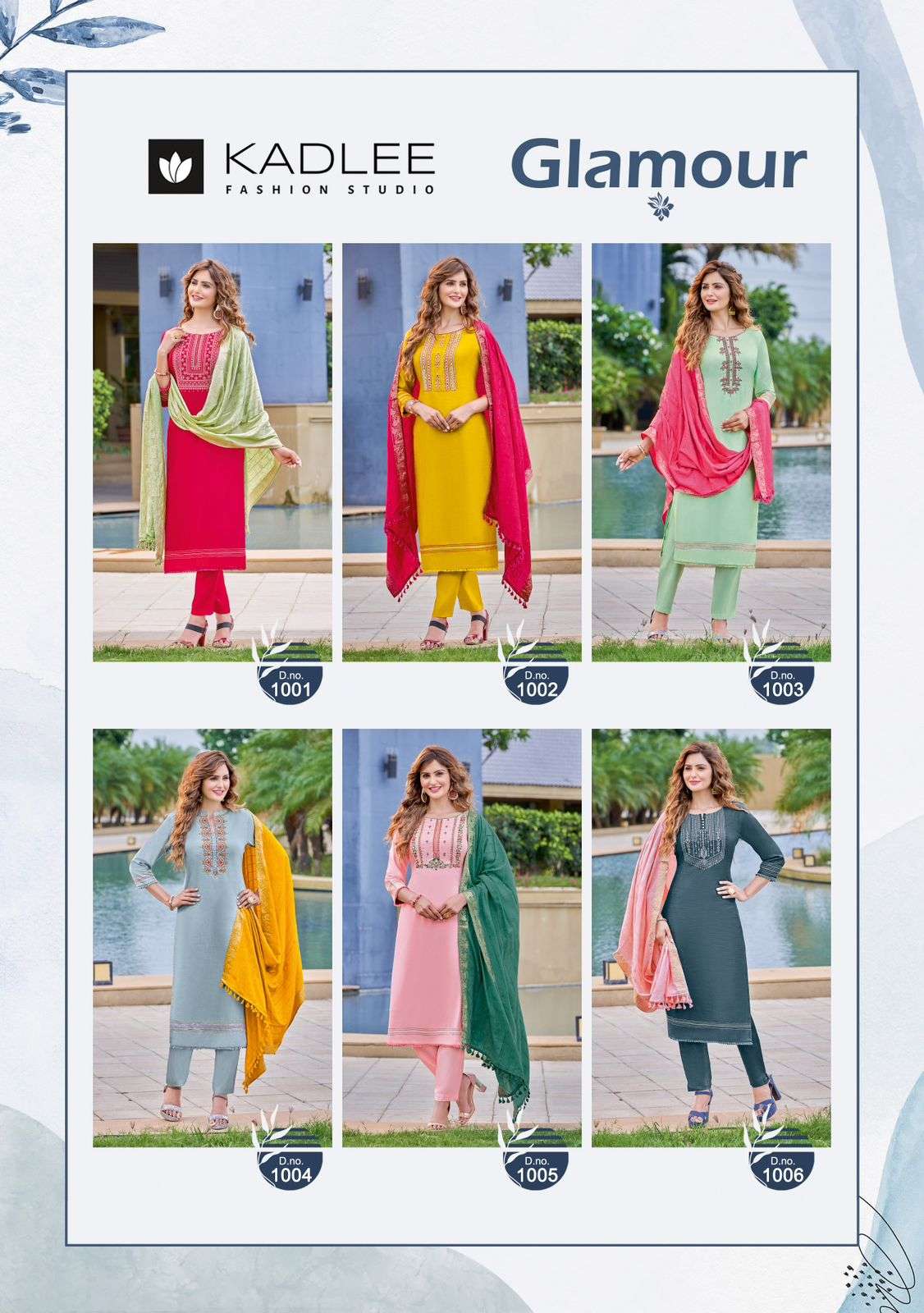 GLAMOUR BY KADLEE 1001 TO 1006 SERIES SUITS BEAUTIFUL FANCY COLORFUL STYLISH PARTY WEAR & OCCASIONAL WEAR VISCOSE SILK DRESSES AT WHOLESALE PRICE
