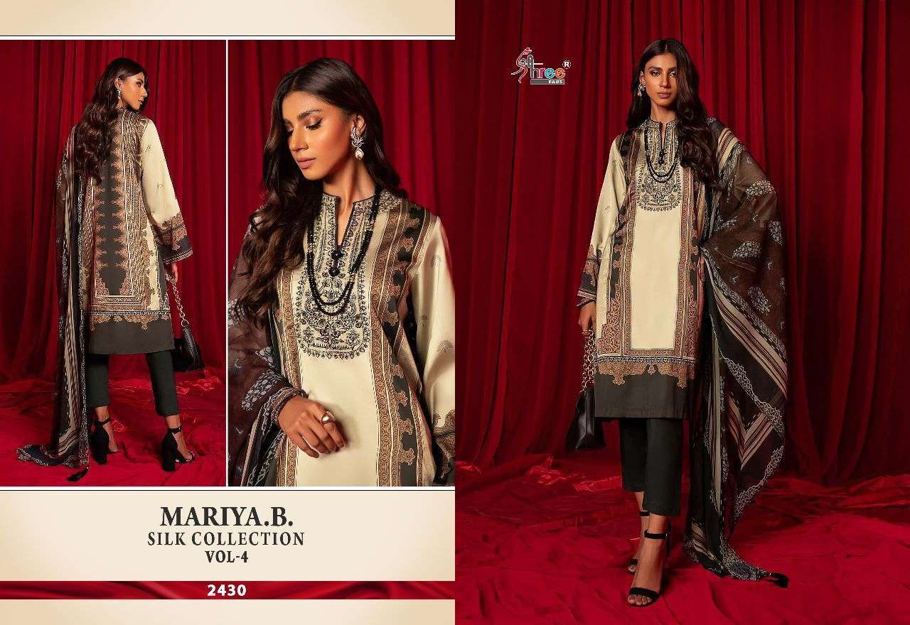 MARIYA.B. SILK COLLECTION VOL-4 BY SHREE FABS 2427 TO 2430 SERIES DESIGNER PAKISTANI SUITS BEAUTIFUL FANCY COLORFUL STYLISH PARTY WEAR & OCCASIONAL WEAR HEAVY SATIN SILK DRESSES AT WHOLESALE PRICE