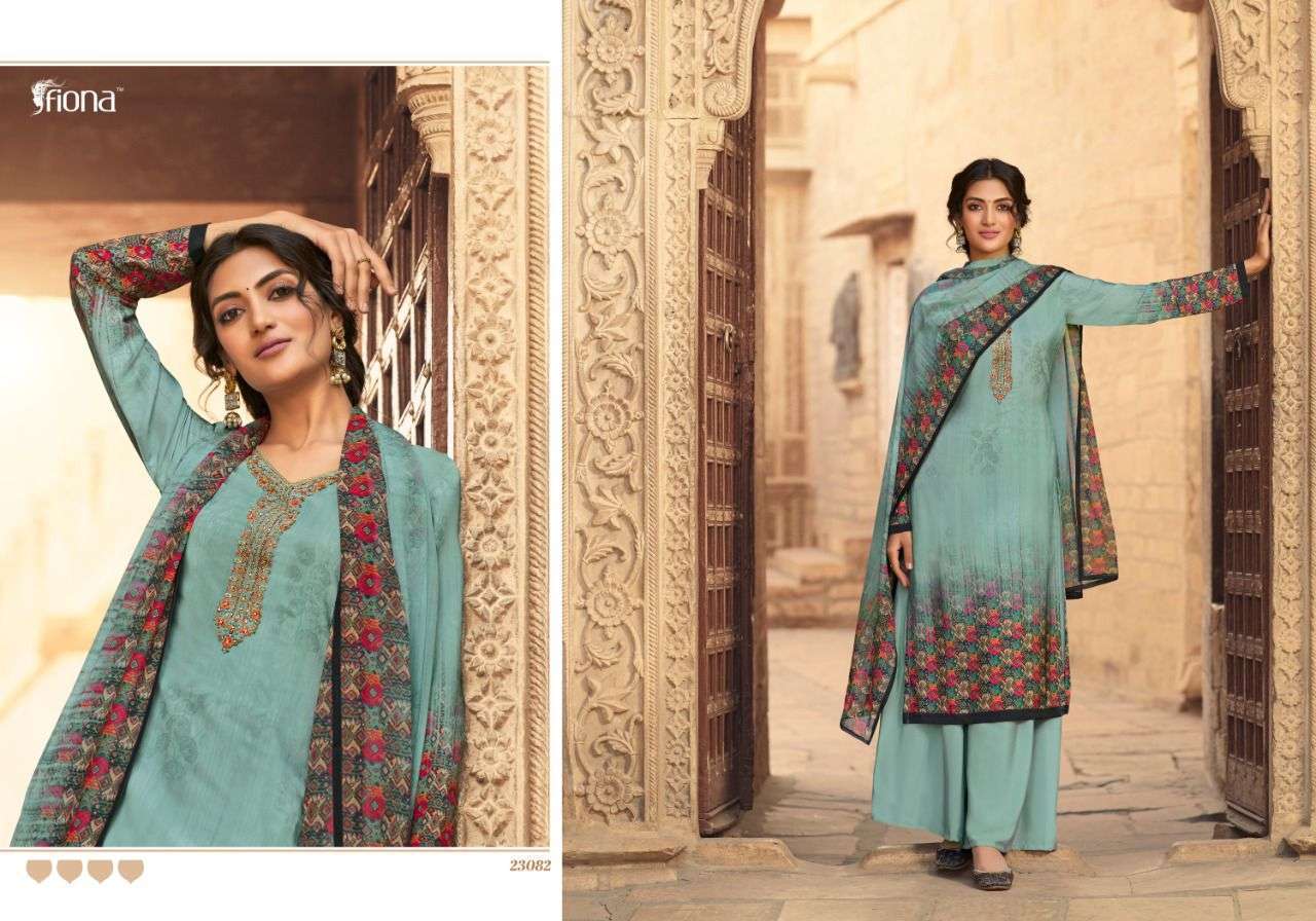 CREPINA BY FIONA 23081 TO 23087 SERIES BEAUTIFUL SUITS COLORFUL STYLISH FANCY CASUAL WEAR & ETHNIC WEAR CREPE EMBROIDERED DRESSES AT WHOLESALE PRICE