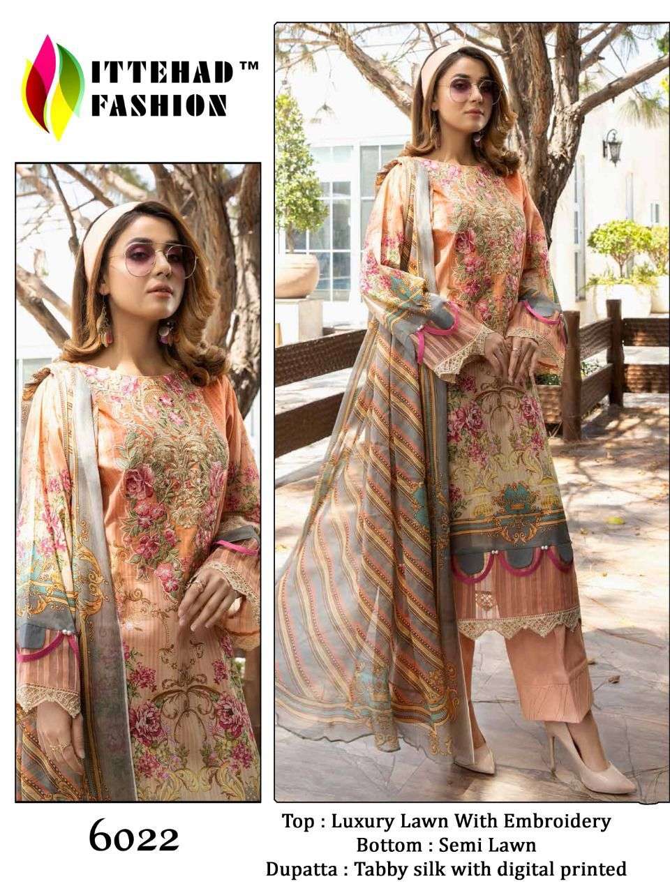ITTEHAD LAWN BY ITTEHAD FASHION 6021 TO 6022 SERIES BEAUTIFUL PAKISTANI SUITS COLORFUL STYLISH FANCY CASUAL WEAR & ETHNIC WEAR LUXURY LAWN DIGITAL PRINT DRESSES AT WHOLESALE PRICE
