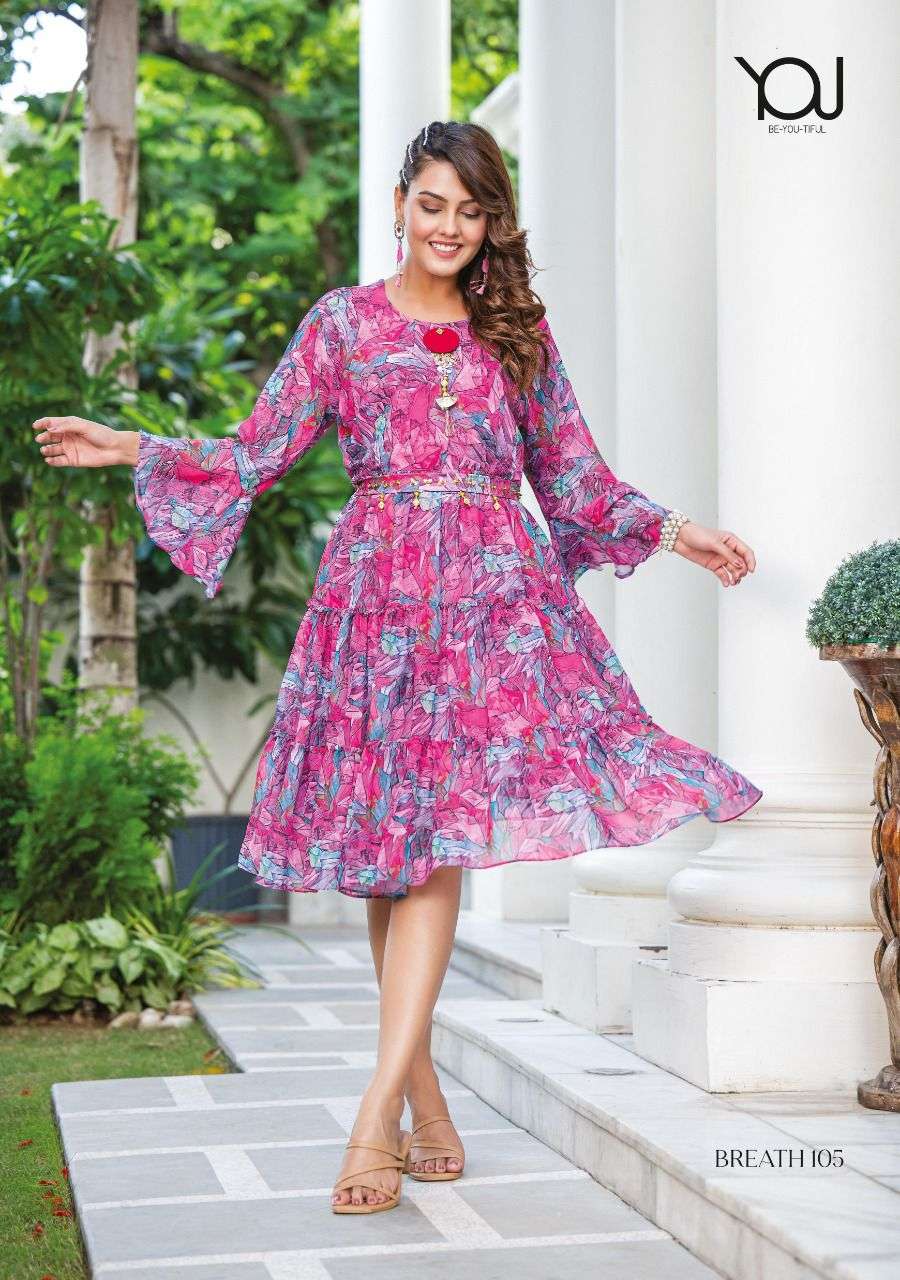 Breath By You 101 To 106 Series Beautiful Stylish Fancy Colorful Casual Wear & Ethnic Wear Georgette Print Kurtis At Wholesale Price