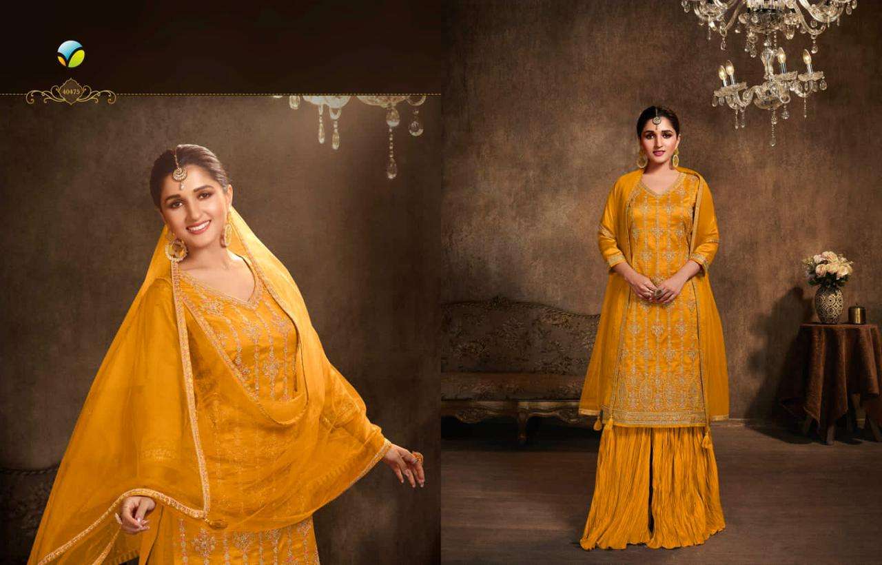 Tumbaa Raas By Vinay Fashion 40471 To 40477 Series Beautiful Suits Colorful Stylish Fancy Casual Wear & Ethnic Wear Georgette Silk Embroidered Dresses At Wholesale Price
