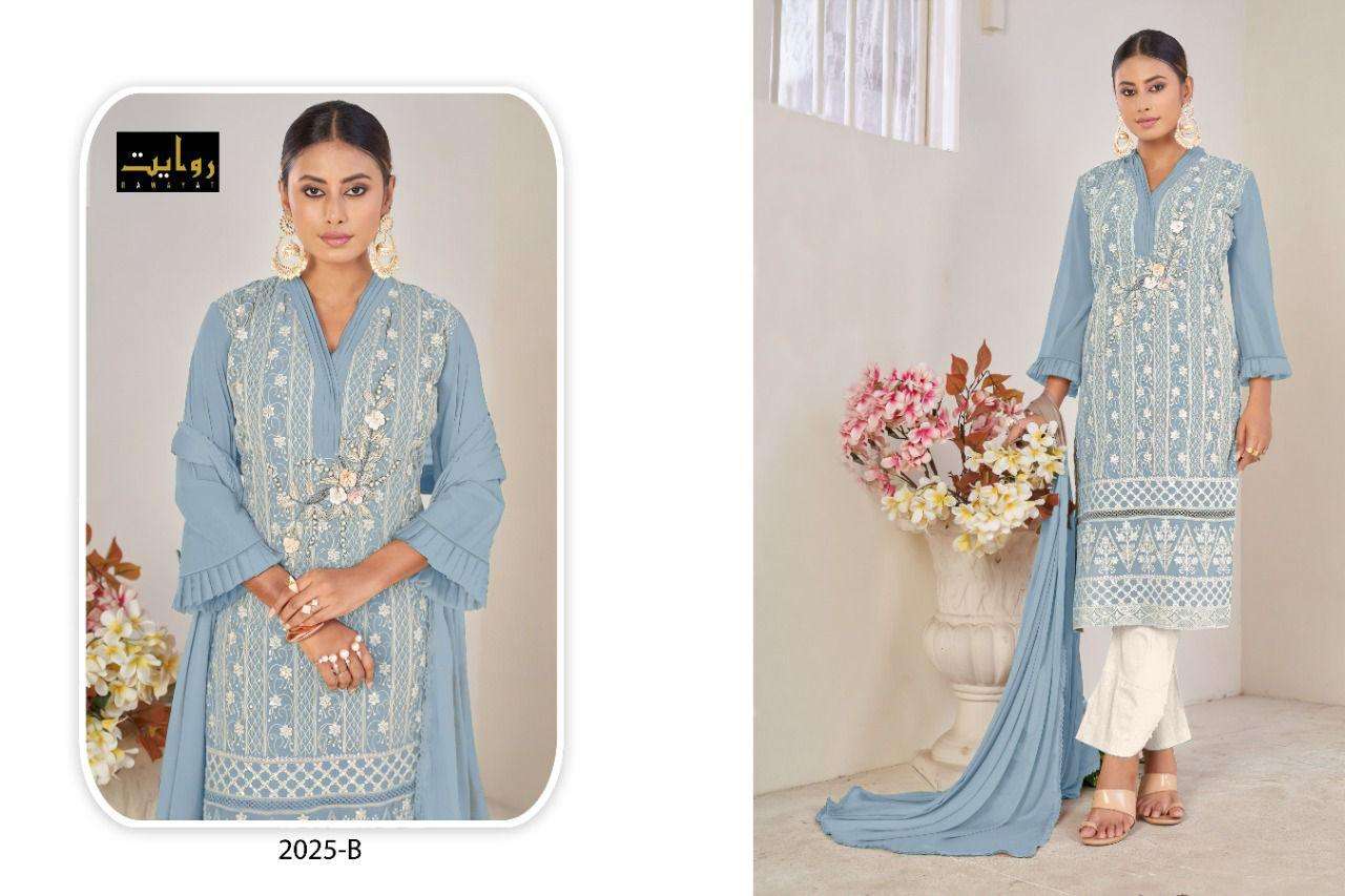 RAWAYAT 2025 COLOURS BY RAWAYAT 2025-A TO 2025-C SERIES BEAUTIFUL PAKISTANI SUITS COLORFUL STYLISH FANCY CASUAL WEAR & ETHNIC WEAR FAUX GEORGETTE EMBROIDERED DRESSES AT WHOLESALE PRICE