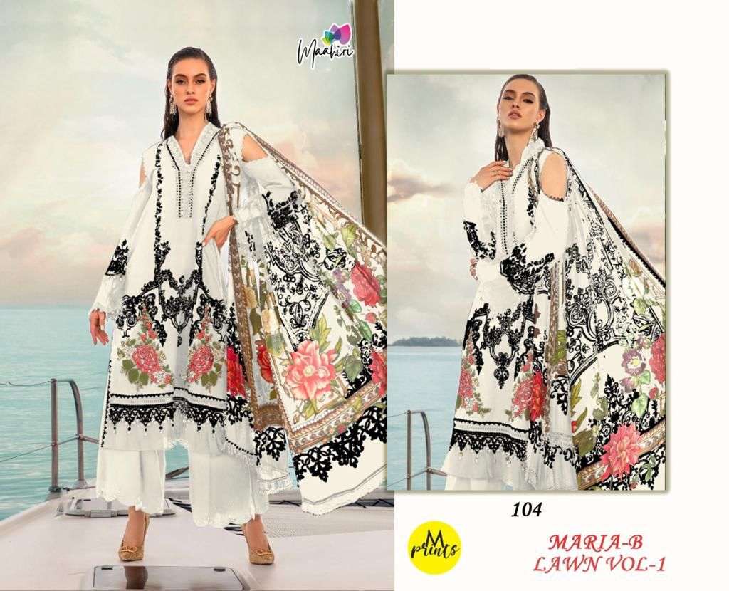 MARIA-B LAWN VOL-1 BY MAAHIRI PAKISTANI SUITS BEAUTIFUL FANCY COLORFUL STYLISH PARTY WEAR & OCCASIONAL WEAR PURE CAMBRIC LAWN PRINT WITH EMBROIDERY DRESSES AT WHOLESALE PRICE