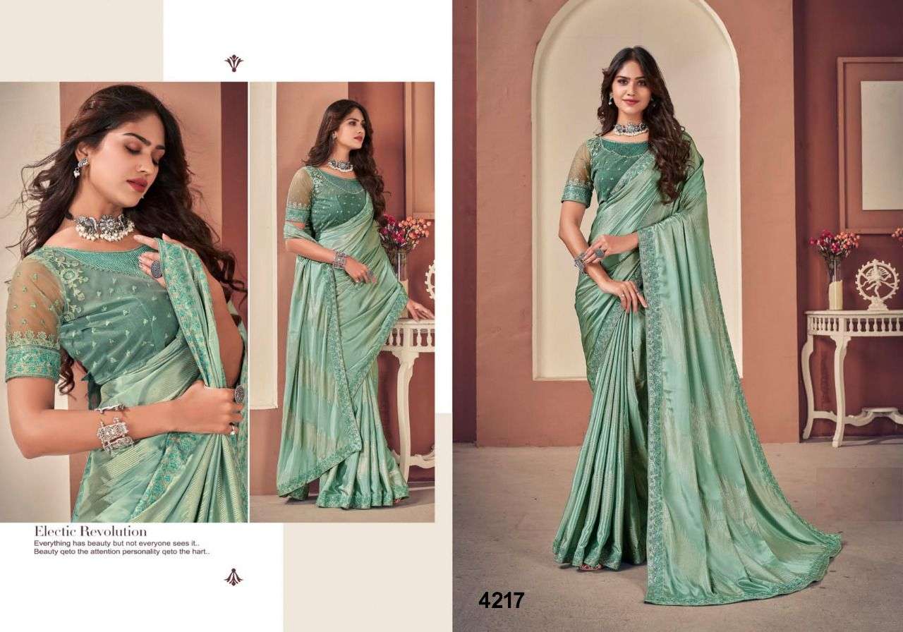 SANSKRIT BY NAZNEEN 4216 TO 4222 SERIES INDIAN TRADITIONAL WEAR COLLECTION BEAUTIFUL STYLISH FANCY COLORFUL PARTY WEAR & OCCASIONAL WEAR FANCY SAREES AT WHOLESALE PRICE