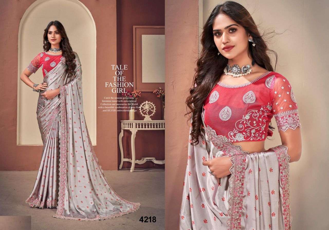 SANSKRIT BY NAZNEEN 4216 TO 4222 SERIES INDIAN TRADITIONAL WEAR COLLECTION BEAUTIFUL STYLISH FANCY COLORFUL PARTY WEAR & OCCASIONAL WEAR FANCY SAREES AT WHOLESALE PRICE