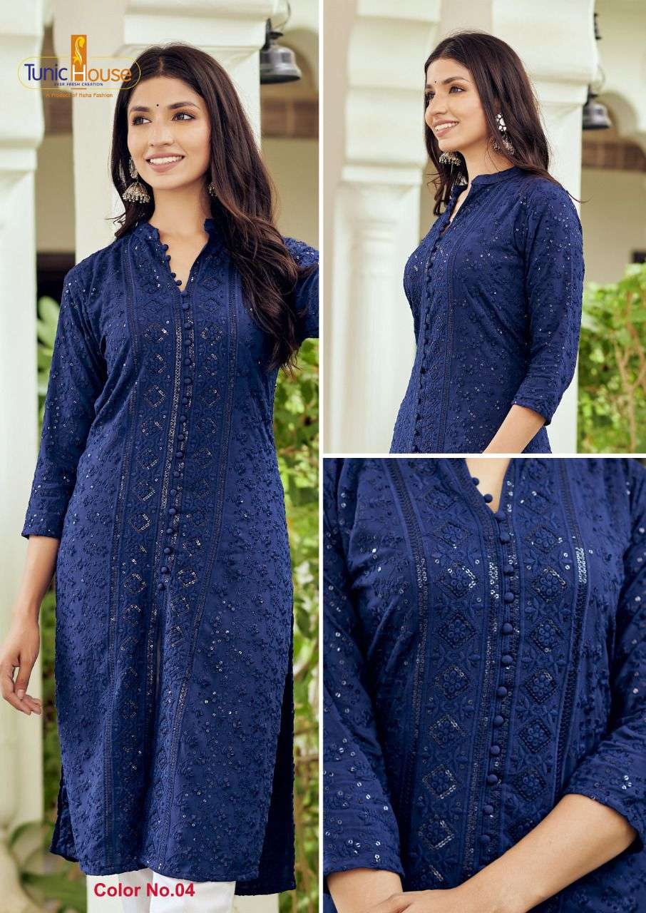7 STAR BY TUNIC HOUSE BEAUTIFUL STYLISH FANCY COLORFUL CASUAL WEAR & ETHNIC WEAR VISCOSE RAYON WITH WORK KURTIS AT WHOLESALE PRICE