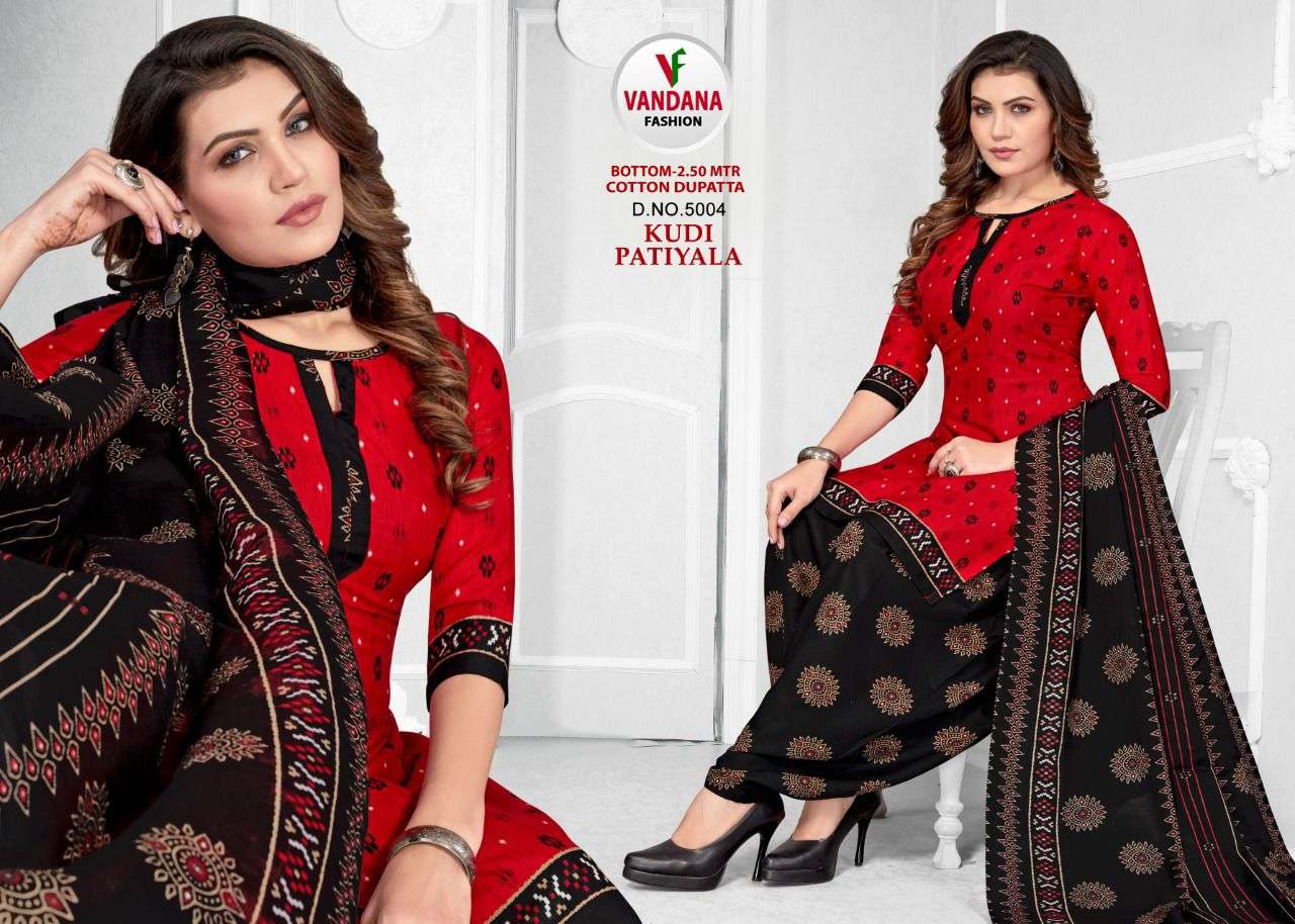 KUDI PATIYALA VOL-5 BY VANDANA 5001 TO 5012 SERIES BEAUTIFUL SUITS COLORFUL STYLISH FANCY CASUAL WEAR & ETHNIC WEAR COTTON PRINT DRESSES AT WHOLESALE PRICE