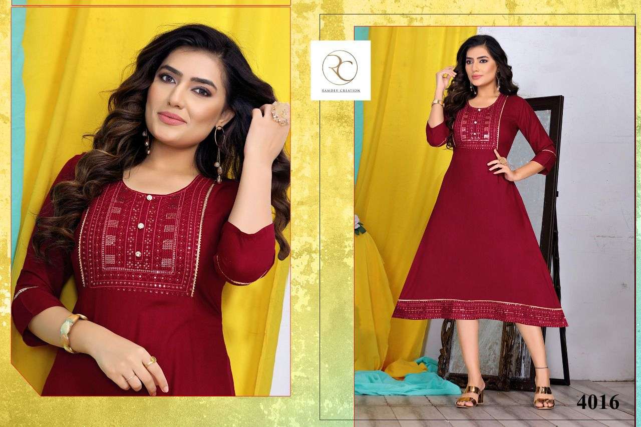 KAINAT BY RC 4011 TO 4018 SERIES BEAUTIFUL STYLISH FANCY COLORFUL CASUAL WEAR & ETHNIC WEAR RAYON WITH WORK KURTIS AT WHOLESALE PRICE