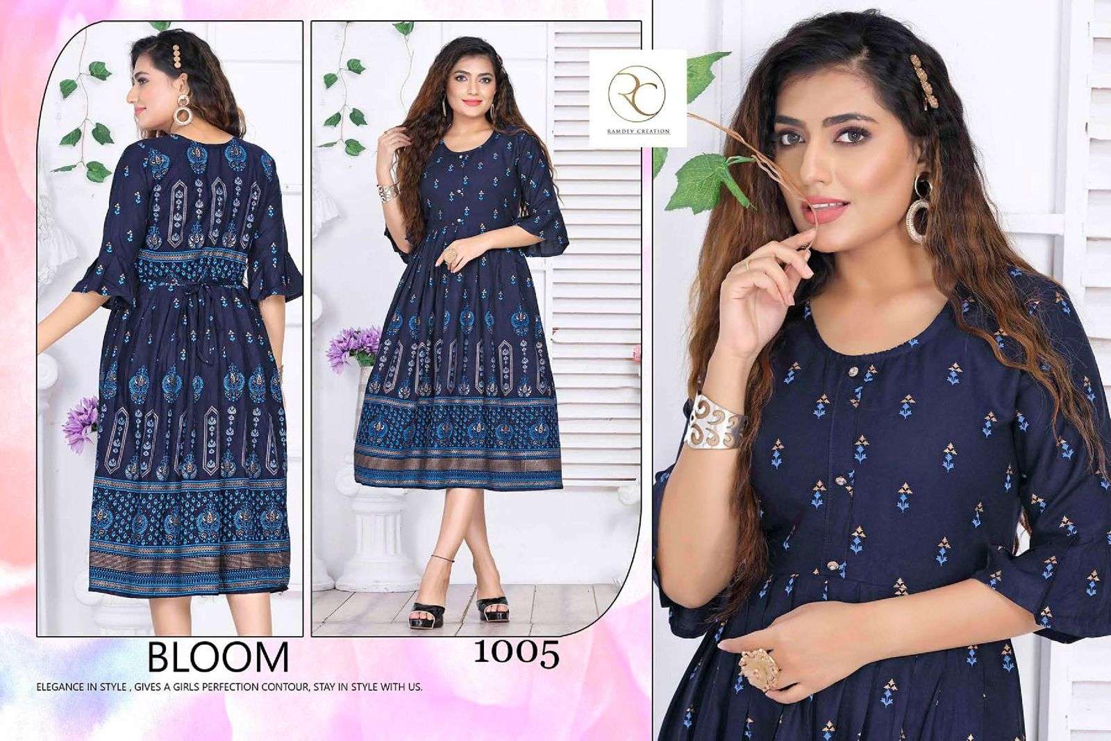 GOLDY VOL-5  BY RC 1001 TO 1008 SERIES BEAUTIFUL STYLISH FANCY COLORFUL CASUAL WEAR & ETHNIC WEAR RAYON PRINT KURTIS AT WHOLESALE PRICE