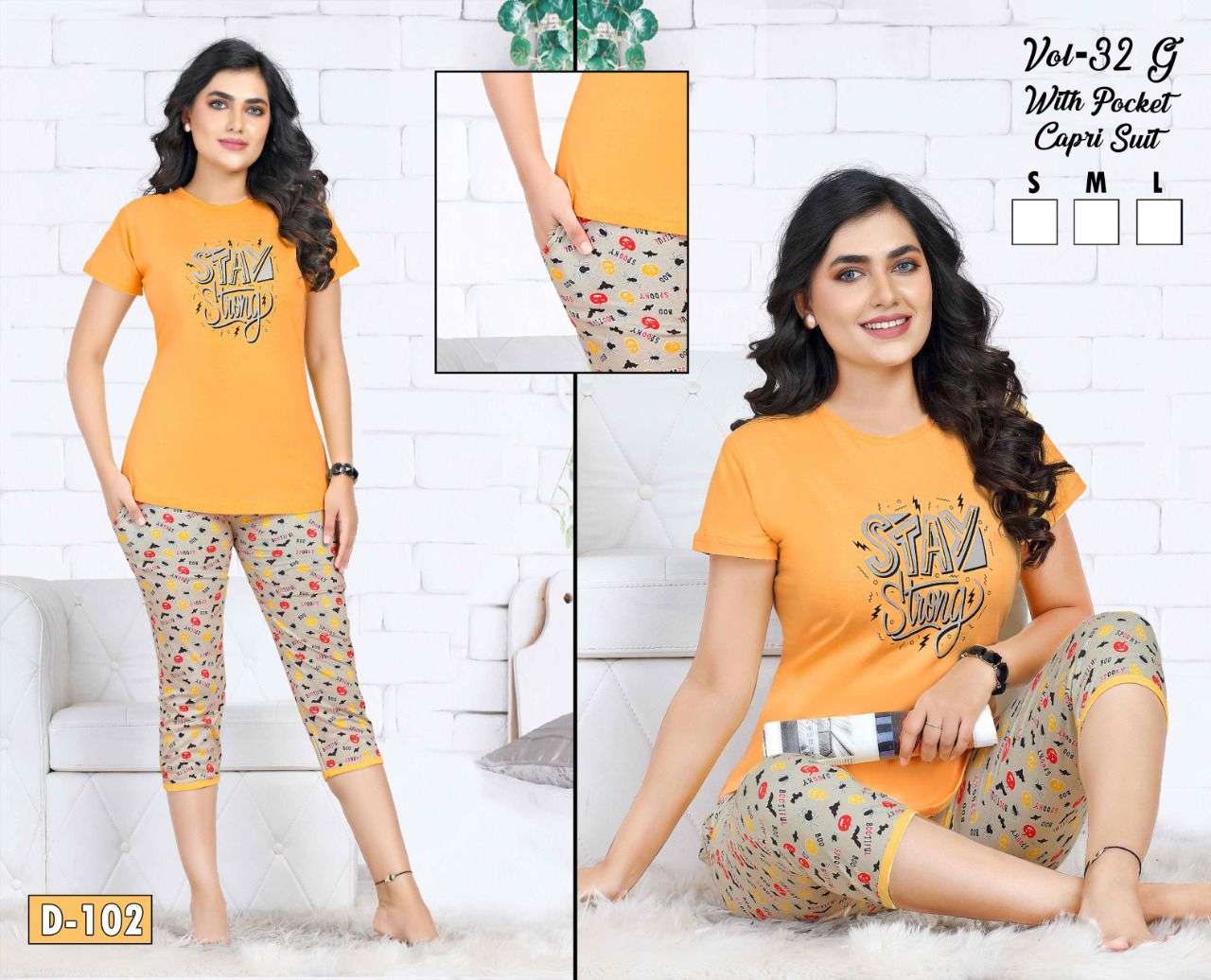 VOL-32G BY FASHION TALK 101 TO 106 SERIES BEAUTIFUL STYLISH FANCY COLORFUL CASUAL WEAR & ETHNIC WEAR HOSIERY COTTON NIGHT SUITS AT WHOLESALE PRICE