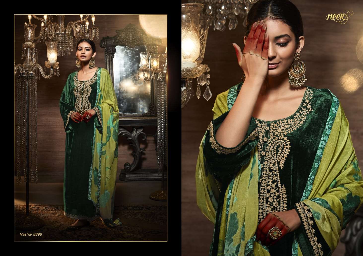 Nasha By Kimora Fashion 8891 To 8898 Series Beautiful Festive Suits Colorful Stylish Fancy Casual Wear & Ethnic Wear Pure Velvet Embroidered Dresses At Wholesale Price