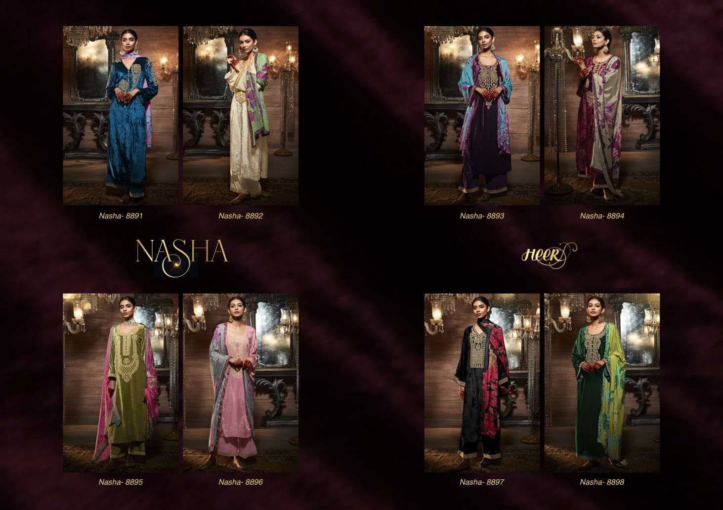 Nasha By Kimora Fashion 8891 To 8898 Series Beautiful Festive Suits Colorful Stylish Fancy Casual Wear & Ethnic Wear Pure Velvet Embroidered Dresses At Wholesale Price