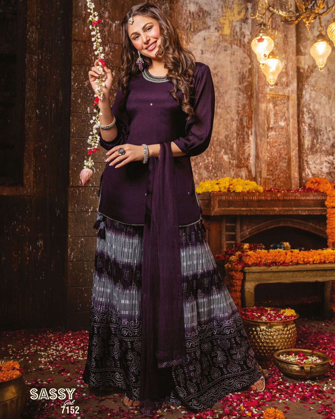 SASSY GIRL VOL-2 BY AF 7151 TO 7154 SERIES BEAUTIFUL SHARARA SUITS COLORFUL STYLISH FANCY CASUAL WEAR & ETHNIC WEAR CHINNON CHIFFON DRESSES AT WHOLESALE PRICE