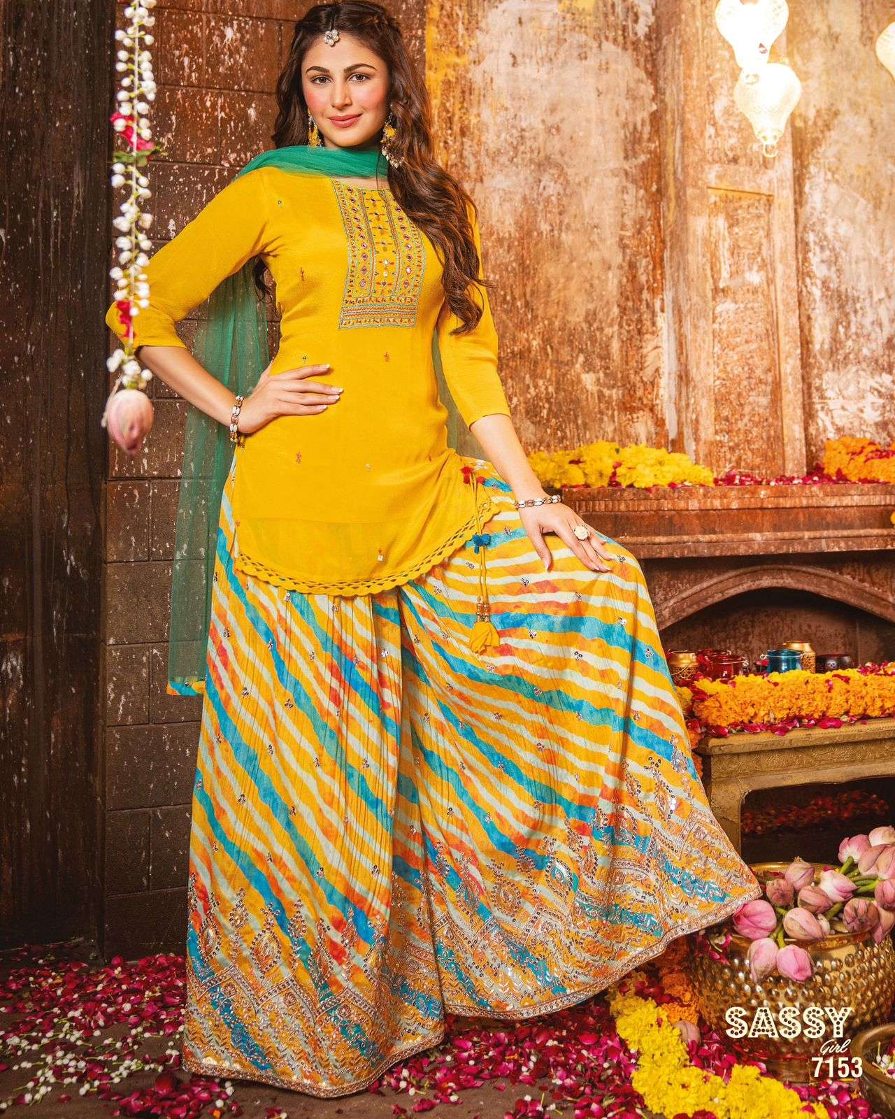 SASSY GIRL VOL-2 BY AF 7151 TO 7154 SERIES BEAUTIFUL SHARARA SUITS COLORFUL STYLISH FANCY CASUAL WEAR & ETHNIC WEAR CHINNON CHIFFON DRESSES AT WHOLESALE PRICE