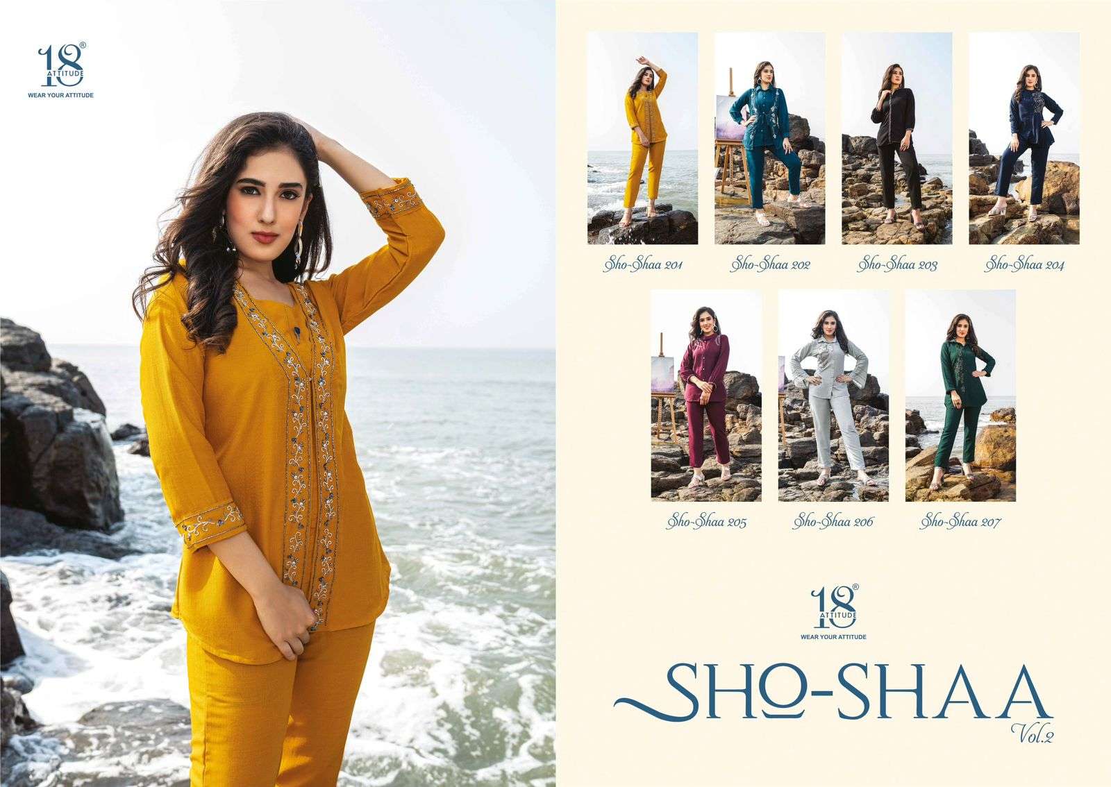 Sho-Shaa Vol-2 By 18 Attitude 201 To 207 Series Designer Stylish Fancy Colorful Beautiful Party Wear & Ethnic Wear Collection Orbit Latex Tops With Bottom At Wholesale Price