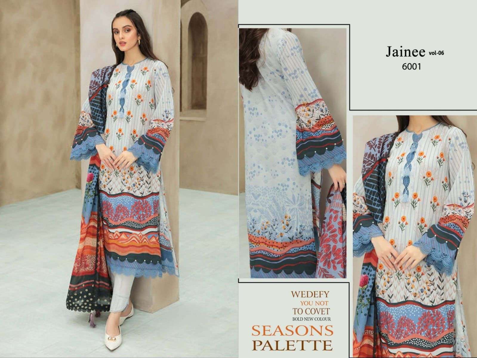 Jainee Vol-6 By Agha Noor 6001 To 6006 Series Beautiful Suits Colorful Stylish Fancy Casual Wear & Ethnic Wear Lawn Cotton Print Dresses At Wholesale Price