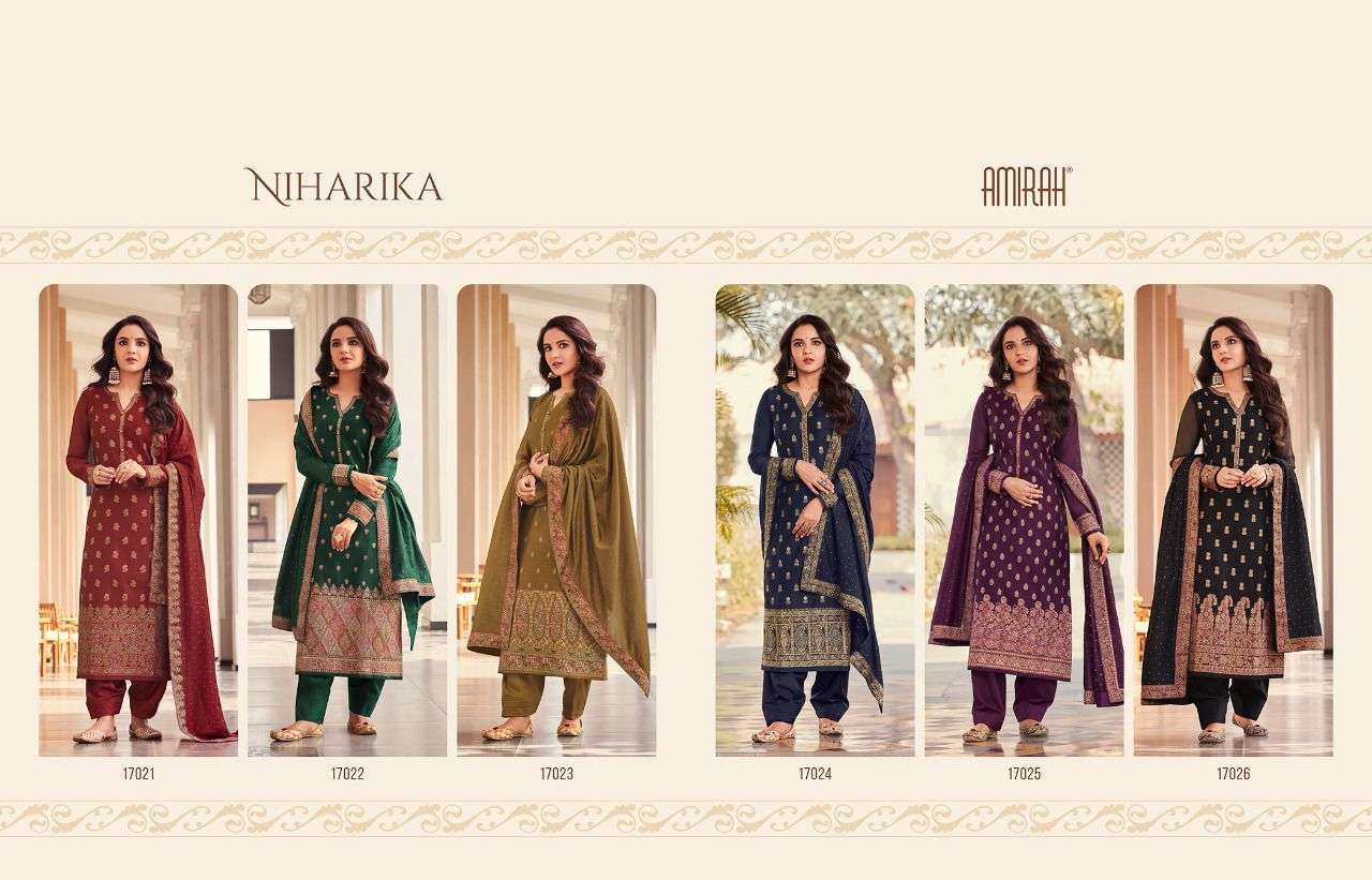 Niharika By Amirah 17021 To 17026 Series Beautiful Stylish Suits Fancy Colorful Casual Wear & Ethnic Wear & Ready To Wear Jacquard Dresses At Wholesale Price