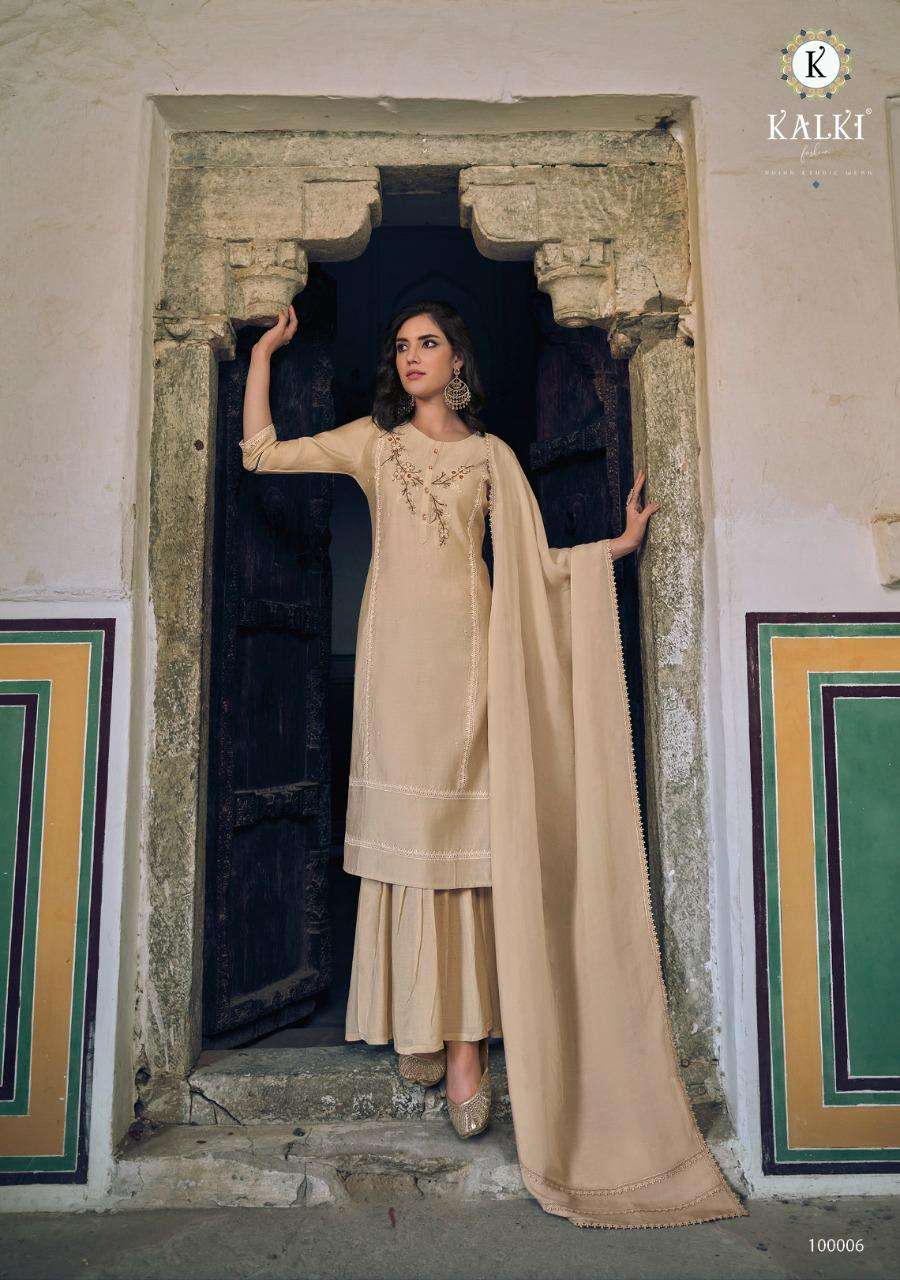 QIRAT BY KALKI 100001 TO 100006 SERIES DESIGNER SUITS BEAUTIFUL FANCY COLORFUL STYLISH PARTY WEAR & OCCASIONAL WEAR PURE COTTON SILK DRESSES AT WHOLESALE PRICE