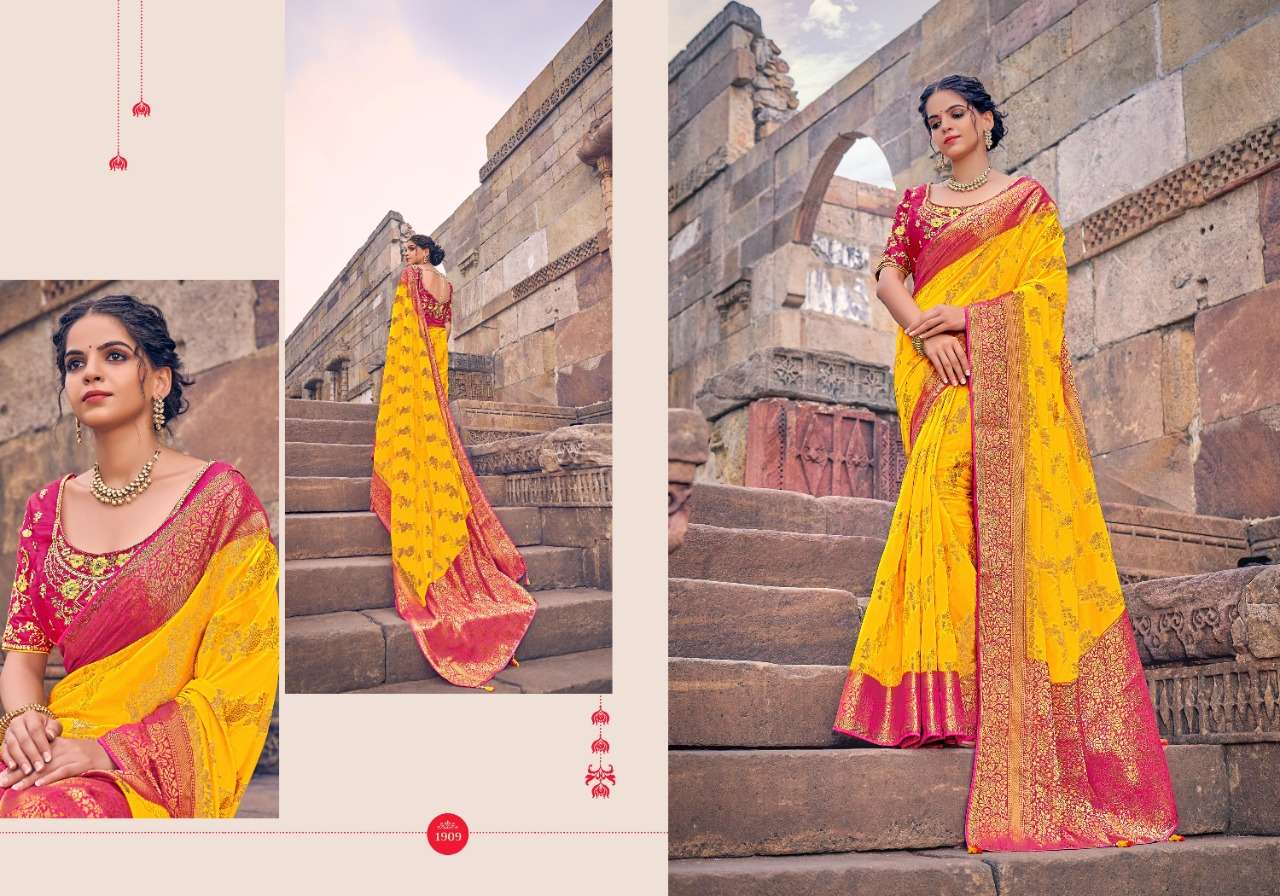 PRERANA 1901 SERIES BY PRERANA 1901 TO 1910 SERIES INDIAN TRADITIONAL WEAR COLLECTION BEAUTIFUL STYLISH FANCY COLORFUL PARTY WEAR & OCCASIONAL WEAR GEORGETTE SAREES AT WHOLESALE PRICE
