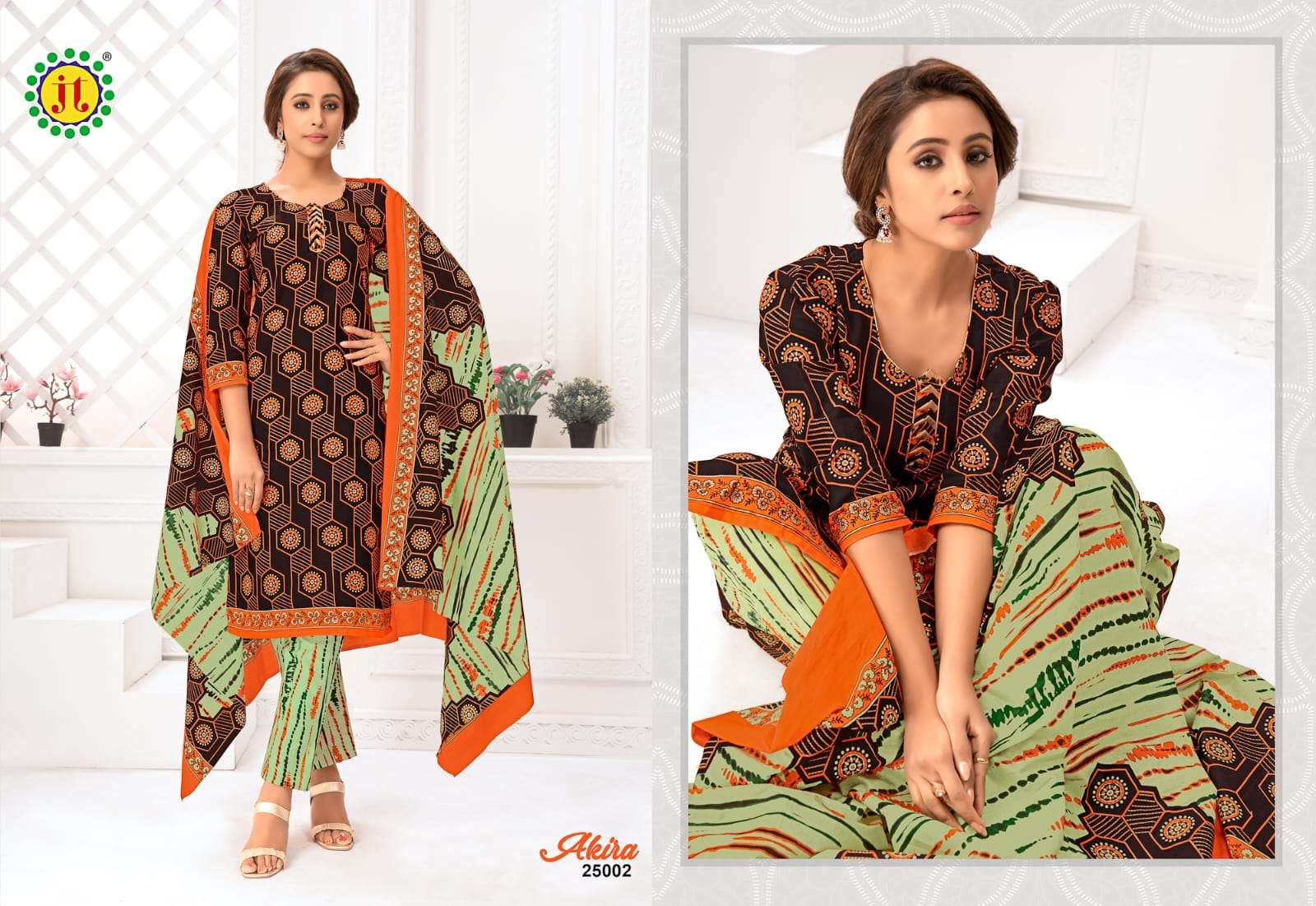 AKIRA VOL-25 BY JT 25001 TO 25015 SERIES BEAUTIFUL SUITS COLORFUL STYLISH FANCY CASUAL WEAR & ETHNIC WEAR PURE COTTON PRINT DRESSES AT WHOLESALE PRICE