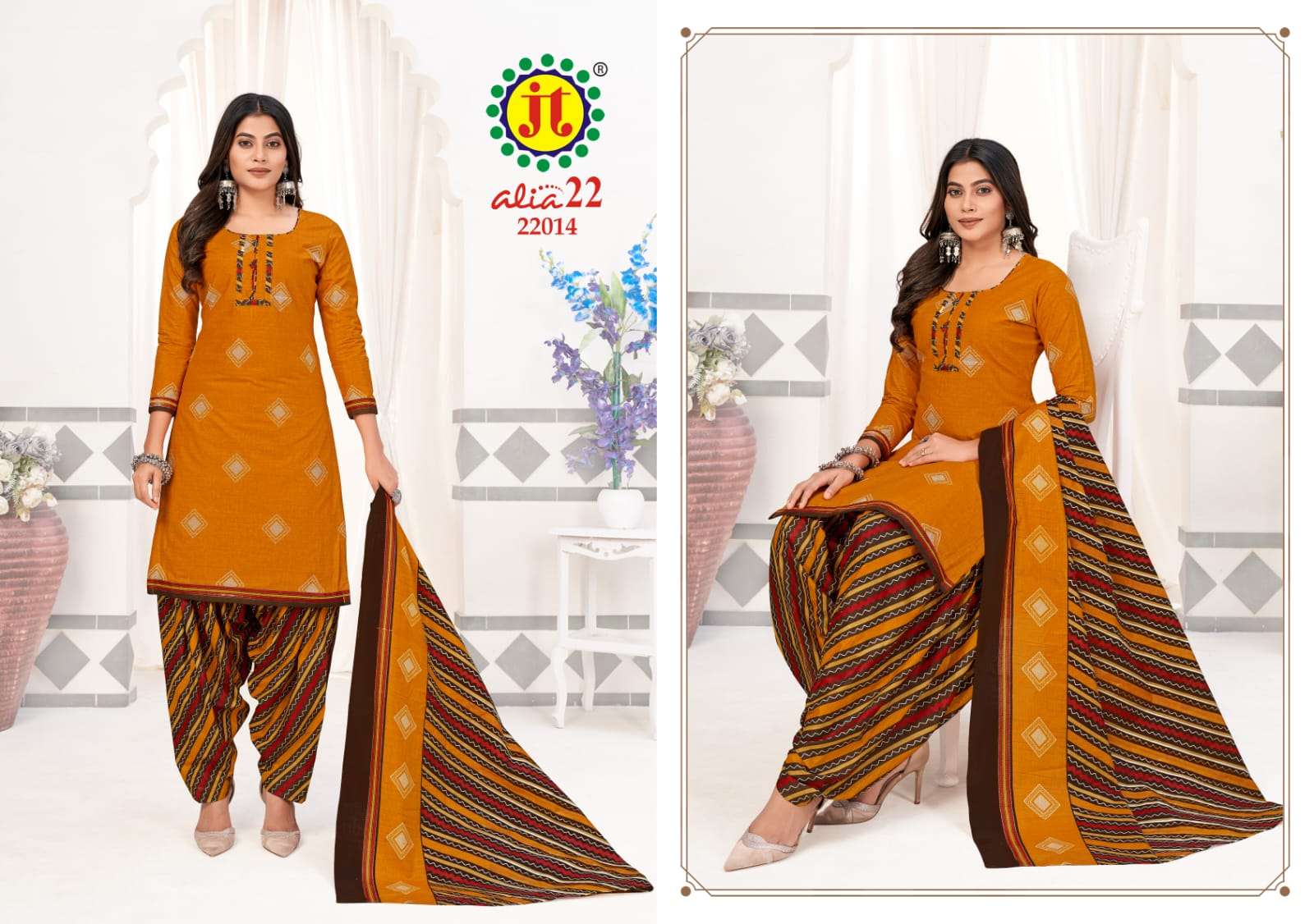 ALIA VOL-22 BY JT 22001 TO 22015 SERIES BEAUTIFUL SUITS COLORFUL STYLISH FANCY CASUAL WEAR & ETHNIC WEAR PURE COTTON PRINT DRESSES AT WHOLESALE PRICE