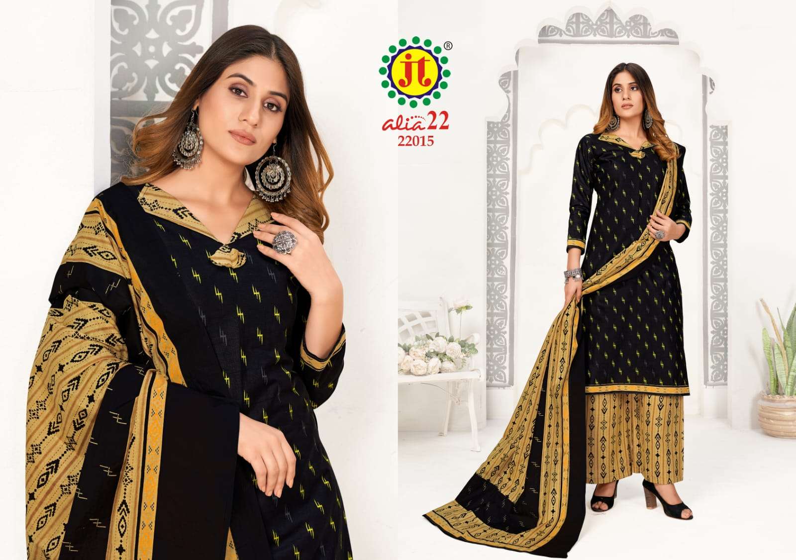 ALIA VOL-22 BY JT 22001 TO 22015 SERIES BEAUTIFUL SUITS COLORFUL STYLISH FANCY CASUAL WEAR & ETHNIC WEAR PURE COTTON PRINT DRESSES AT WHOLESALE PRICE