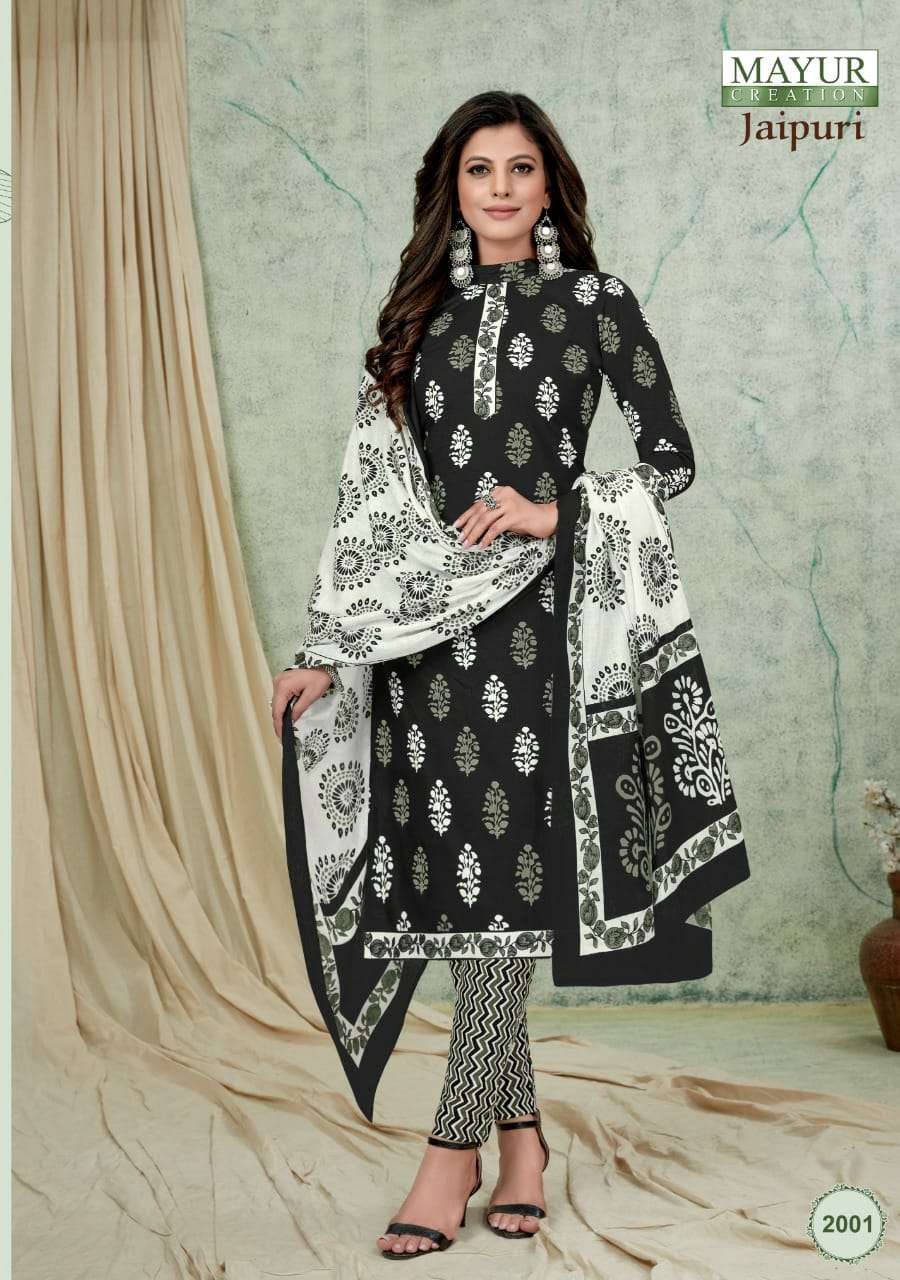 JAIPURI VOL-2 BY MAYUR CREATION 2001 TO 2010 SERIES BEAUTIFUL SUITS COLORFUL STYLISH FANCY CASUAL WEAR & ETHNIC WEAR PURE COTTON PRINT DRESSES AT WHOLESALE PRICE
