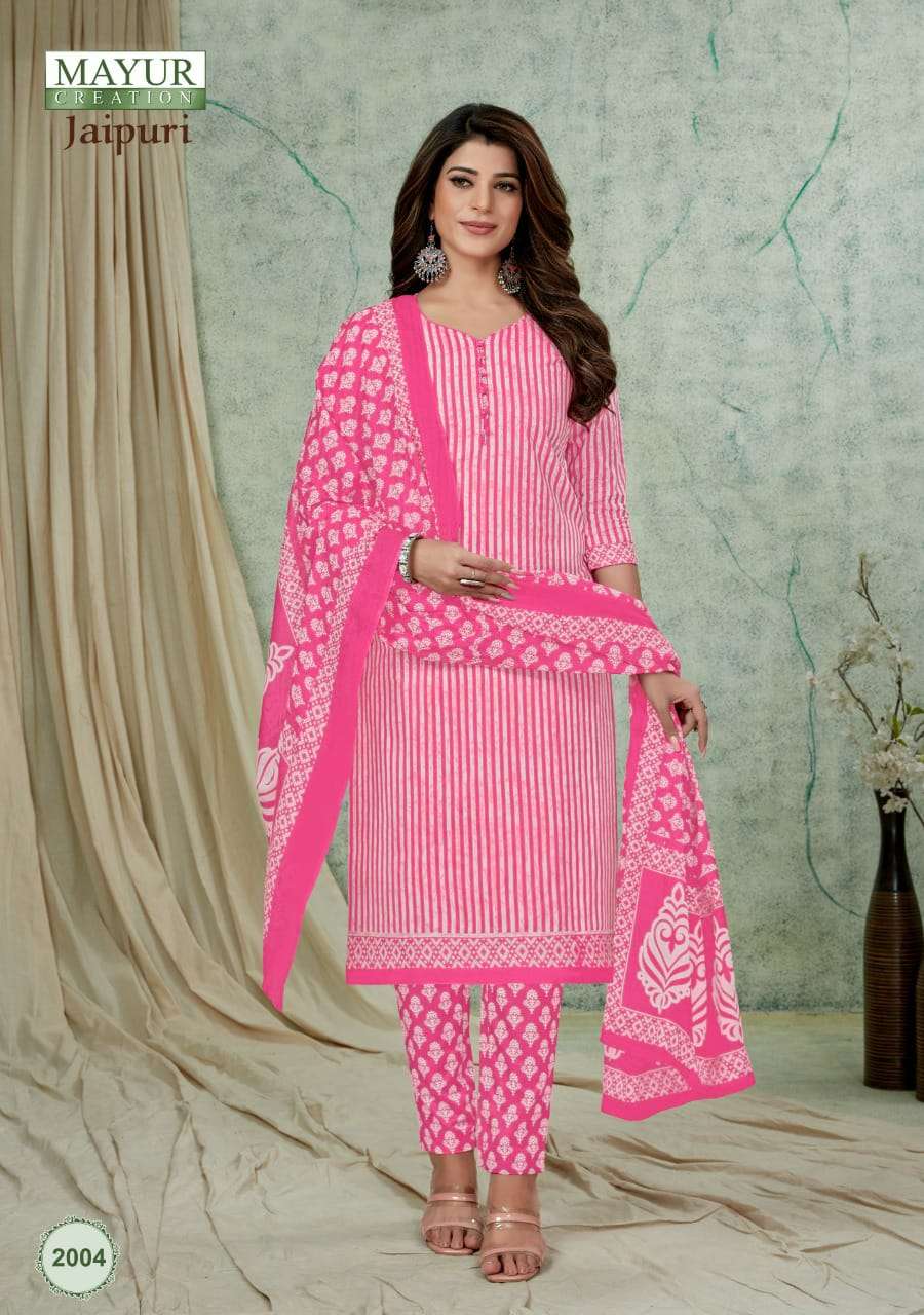 JAIPURI VOL-2 BY MAYUR CREATION 2001 TO 2010 SERIES BEAUTIFUL SUITS COLORFUL STYLISH FANCY CASUAL WEAR & ETHNIC WEAR PURE COTTON PRINT DRESSES AT WHOLESALE PRICE
