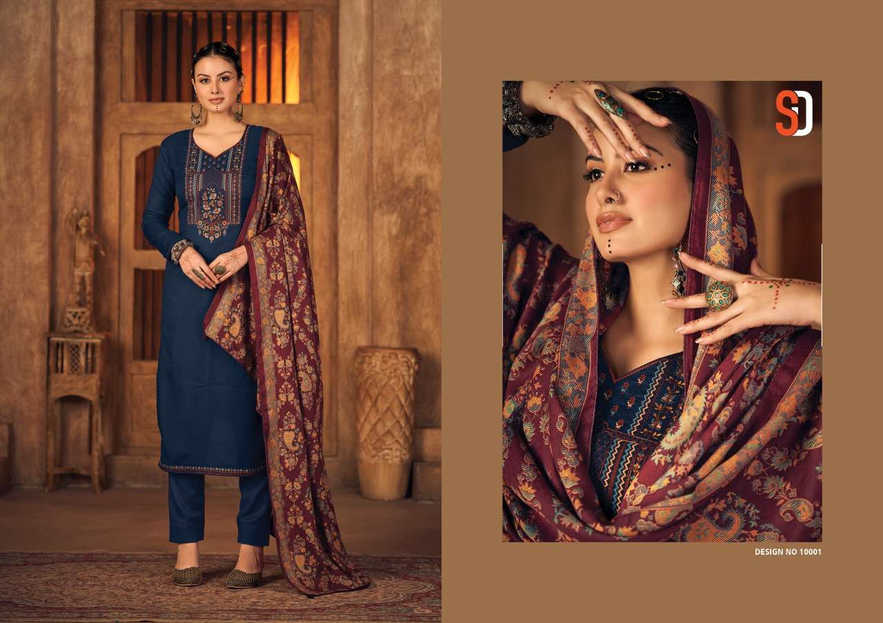 Vintage Winter By Shraddha Designer 10001 To 10006 Series Designer Suits Beautiful Stylish Fancy Colorful Party Wear & Occasional Wear Pure Pashmina Print With Embroidery Dresses At Wholesale Price