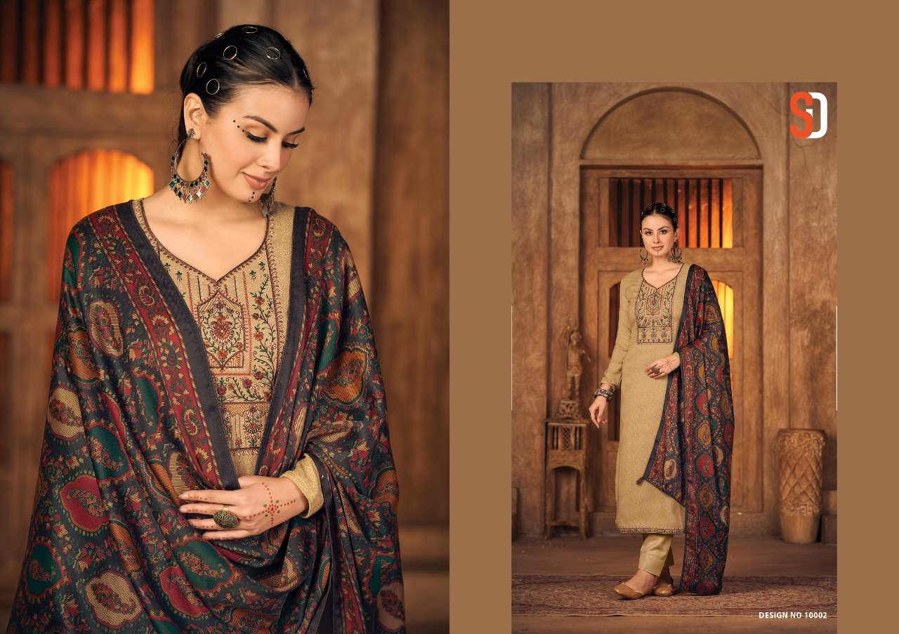 Vintage Winter By Shraddha Designer 10001 To 10006 Series Designer Suits Beautiful Stylish Fancy Colorful Party Wear & Occasional Wear Pure Pashmina Print With Embroidery Dresses At Wholesale Price