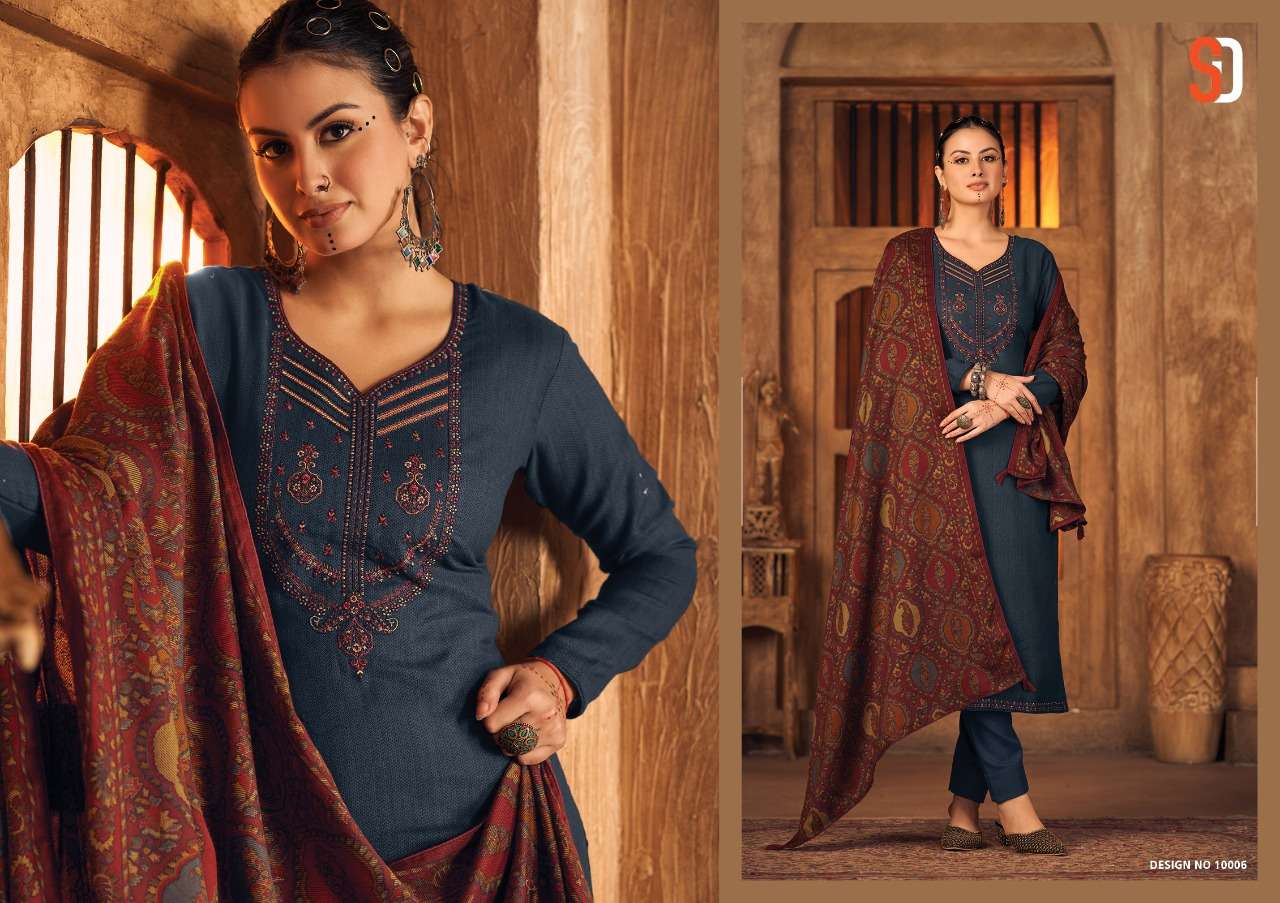 Vintage Winter By Shraddha Designer 10001 To 10006 Series Designer Suits Beautiful Stylish Fancy Colorful Party Wear & Occasional Wear Pure Pashmina Print With Embroidery Dresses At Wholesale Price